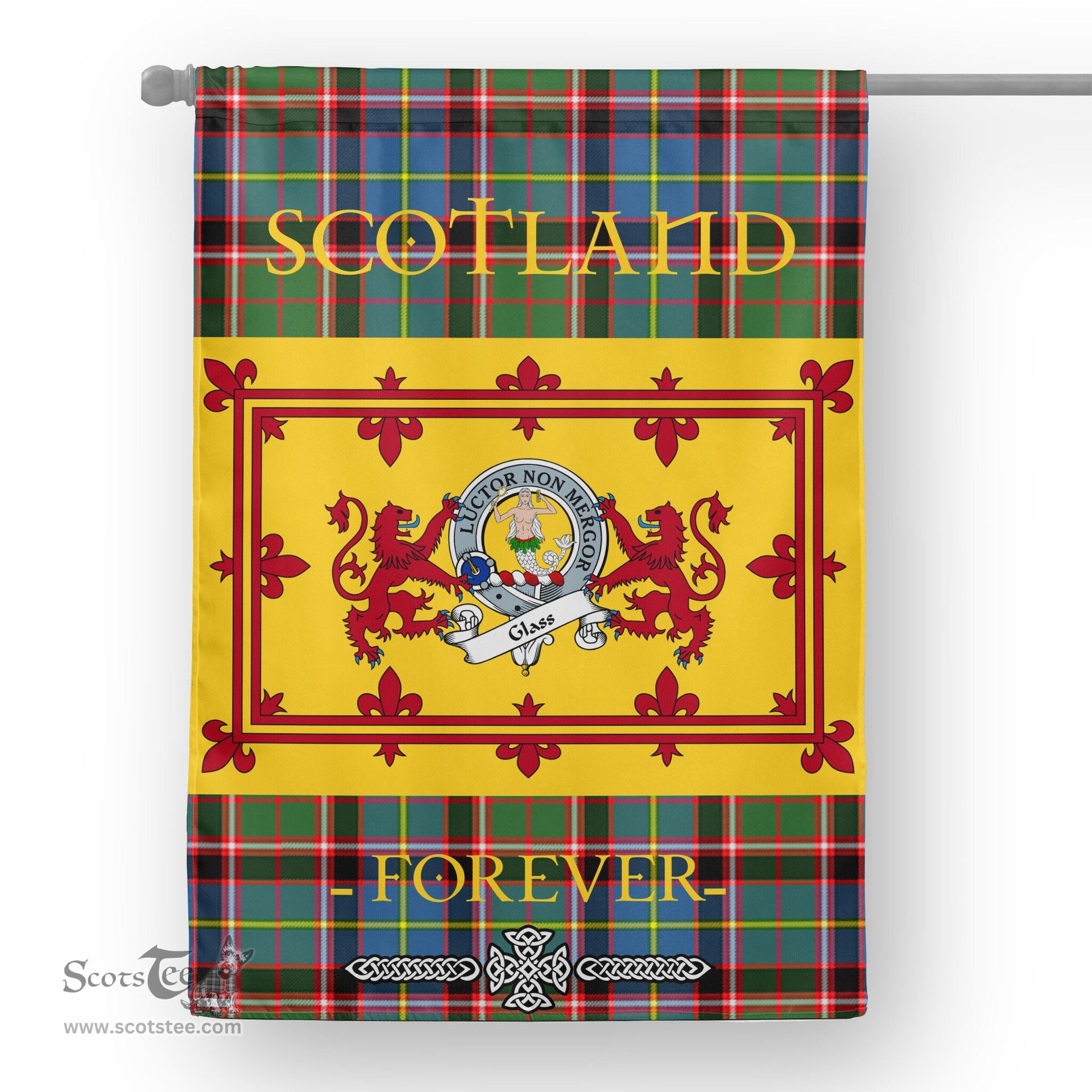 Scotstee Tartan House Flag Glass Clan Badge Tartan Garden Flag - The Lion Rampant Scotland, Tartan Garden Flag, Tartan House Flag, Tartan Flag, Crest Garden Flag, Garden Flag, Ireland Garden Flag, Family Crest, Custom Flag, Custom Garden Flag, Ireland Custom Flag, Clan Tartan Flags