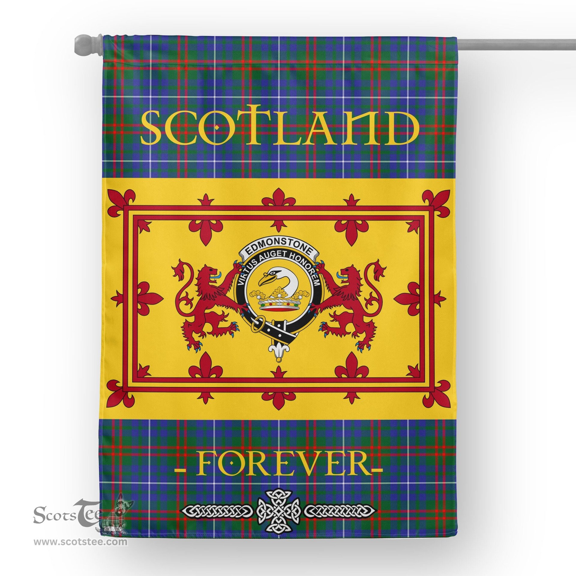 Scotstee Tartan House Flag Edmonstone of Duntreath Tartan Garden Flag - The Lion Rampant Scotland, Tartan Garden Flag, Tartan House Flag, Tartan Flag, Crest Garden Flag, Garden Flag, Ireland Garden Flag, Family Crest, Custom Flag, Custom Garden Flag, Ireland Custom Flag, Clan Tartan Flags