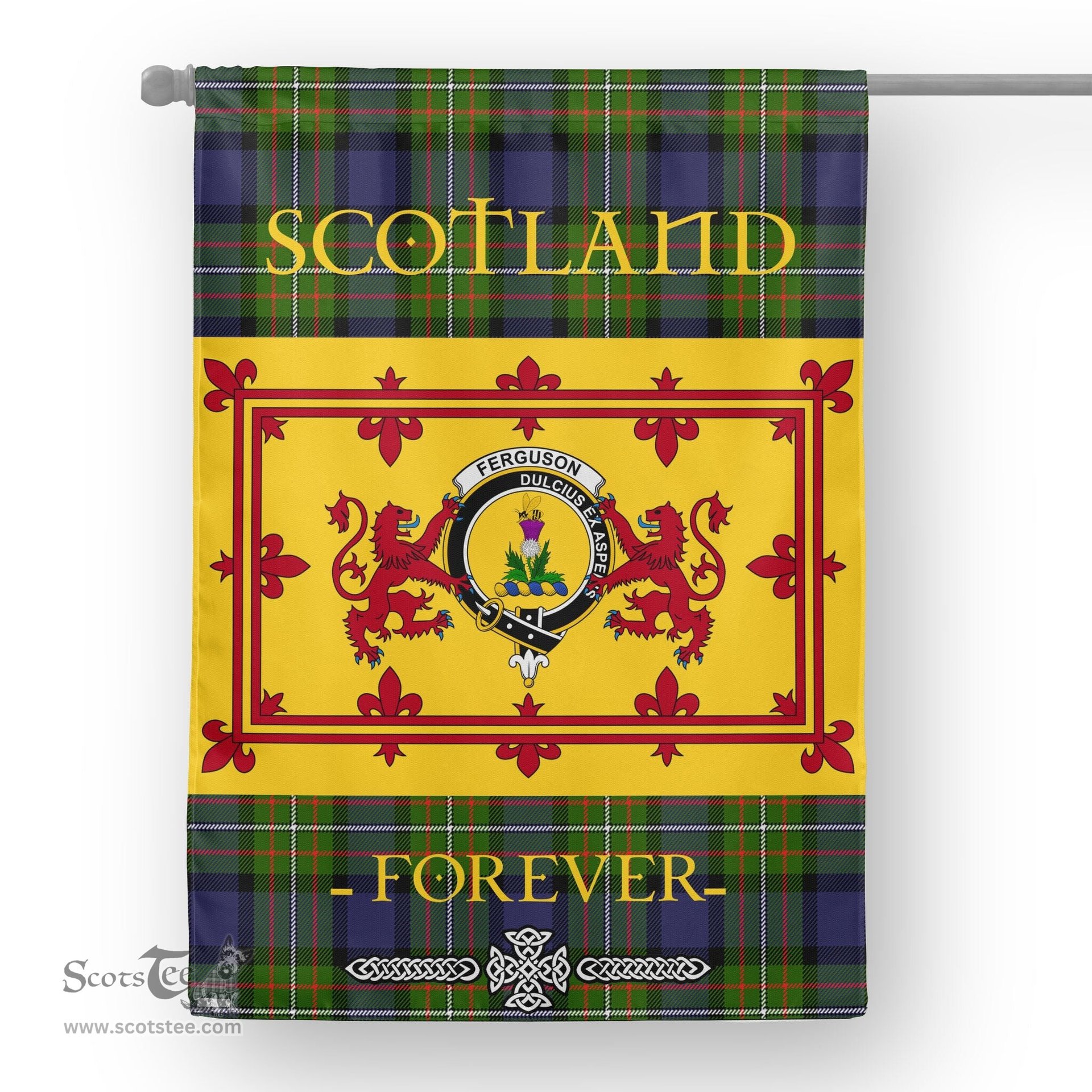 Scotstee Tartan House Flag Ferguson Tartan Garden Flag - The Lion Rampant Scotland, Tartan Garden Flag, Tartan House Flag, Tartan Flag, Crest Garden Flag, Garden Flag, Ireland Garden Flag, Family Crest, Custom Flag, Custom Garden Flag, Ireland Custom Flag, Clan Tartan Flags