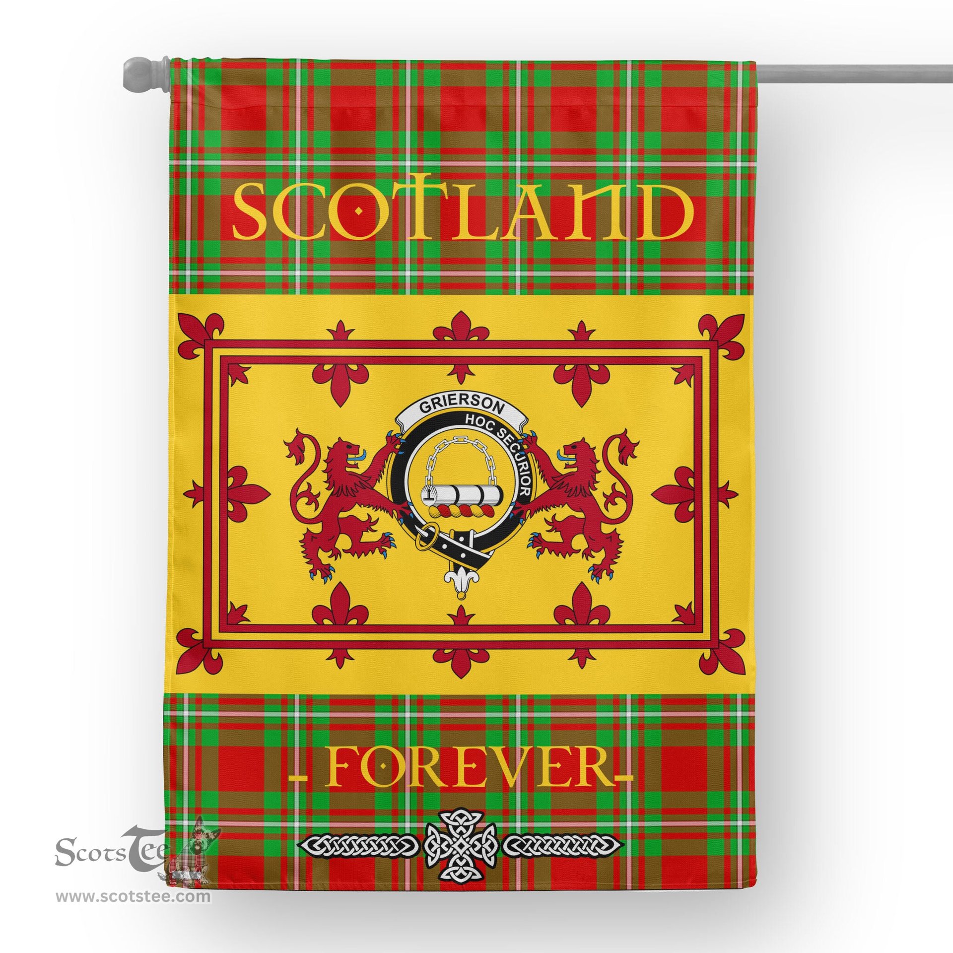 Scotstee Tartan House Flag Grierson Tartan Garden Flag - The Lion Rampant Scotland, Tartan Garden Flag, Tartan House Flag, Tartan Flag, Crest Garden Flag, Garden Flag, Ireland Garden Flag, Family Crest, Custom Flag, Custom Garden Flag, Ireland Custom Flag, Clan Tartan Flags
