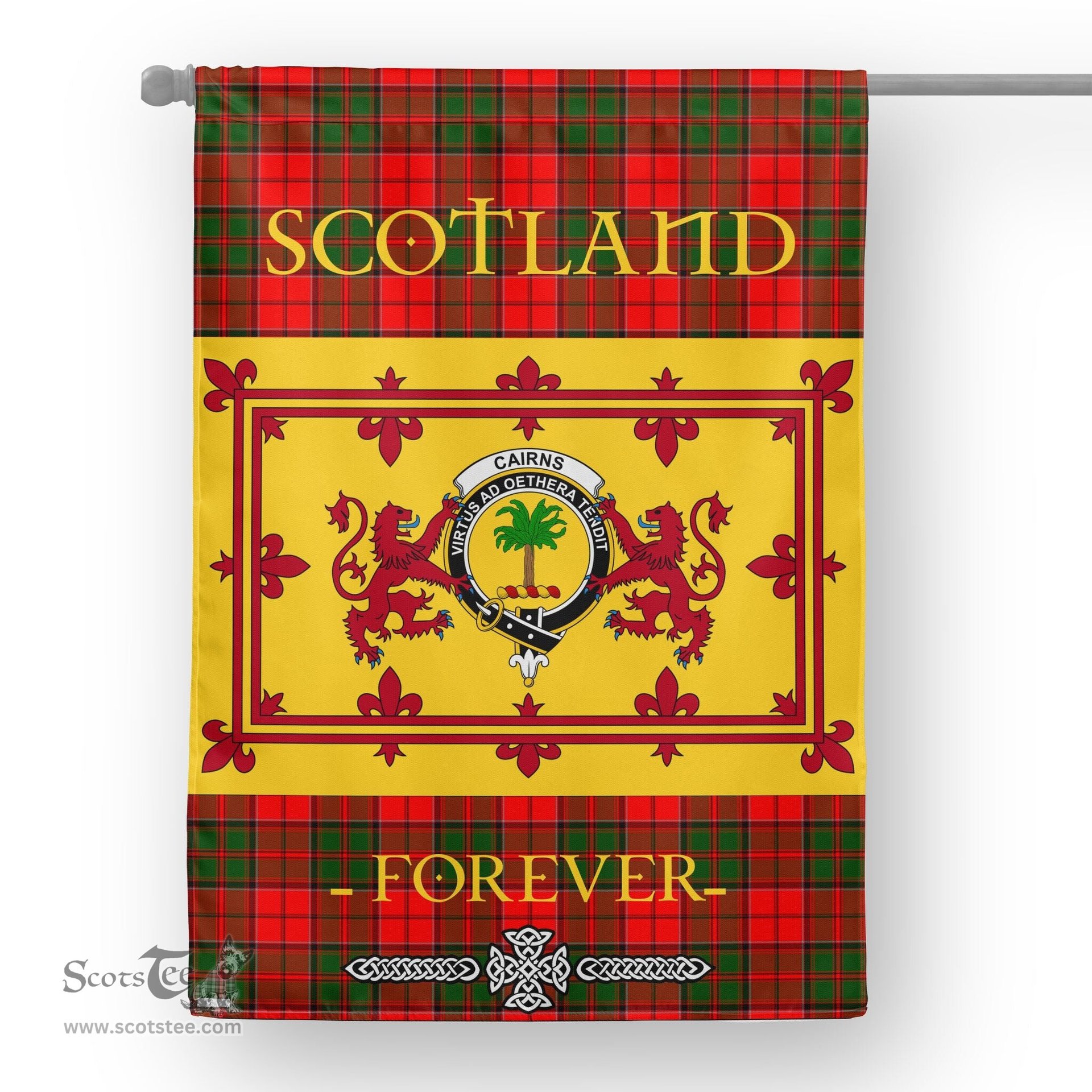 Scotstee Tartan House Flag Cairns Tartan Garden Flag - The Lion Rampant Scotland, Tartan Garden Flag, Tartan House Flag, Tartan Flag, Crest Garden Flag, Garden Flag, Ireland Garden Flag, Family Crest, Custom Flag, Custom Garden Flag, Ireland Custom Flag, Clan Tartan Flags