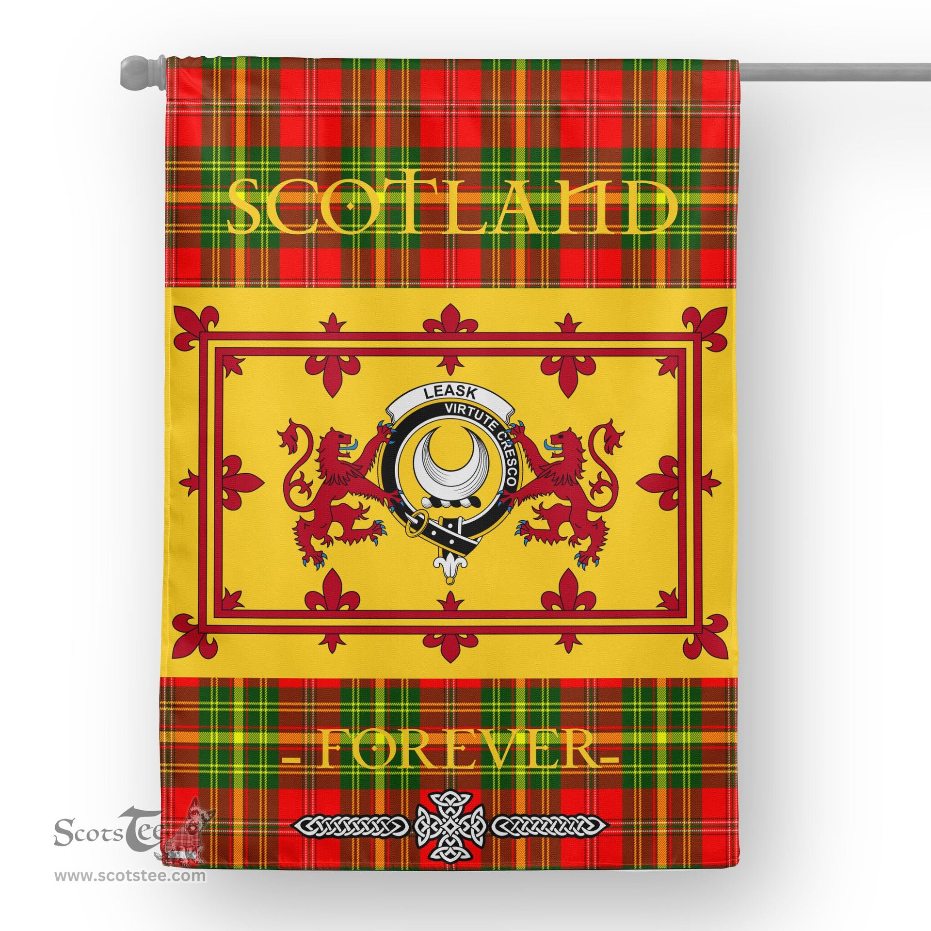 Scotstee Tartan House Flag Leask Tartan Garden Flag - The Lion Rampant Scotland, Tartan Garden Flag, Tartan House Flag, Tartan Flag, Crest Garden Flag, Garden Flag, Ireland Garden Flag, Family Crest, Custom Flag, Custom Garden Flag, Ireland Custom Flag, Clan Tartan Flags