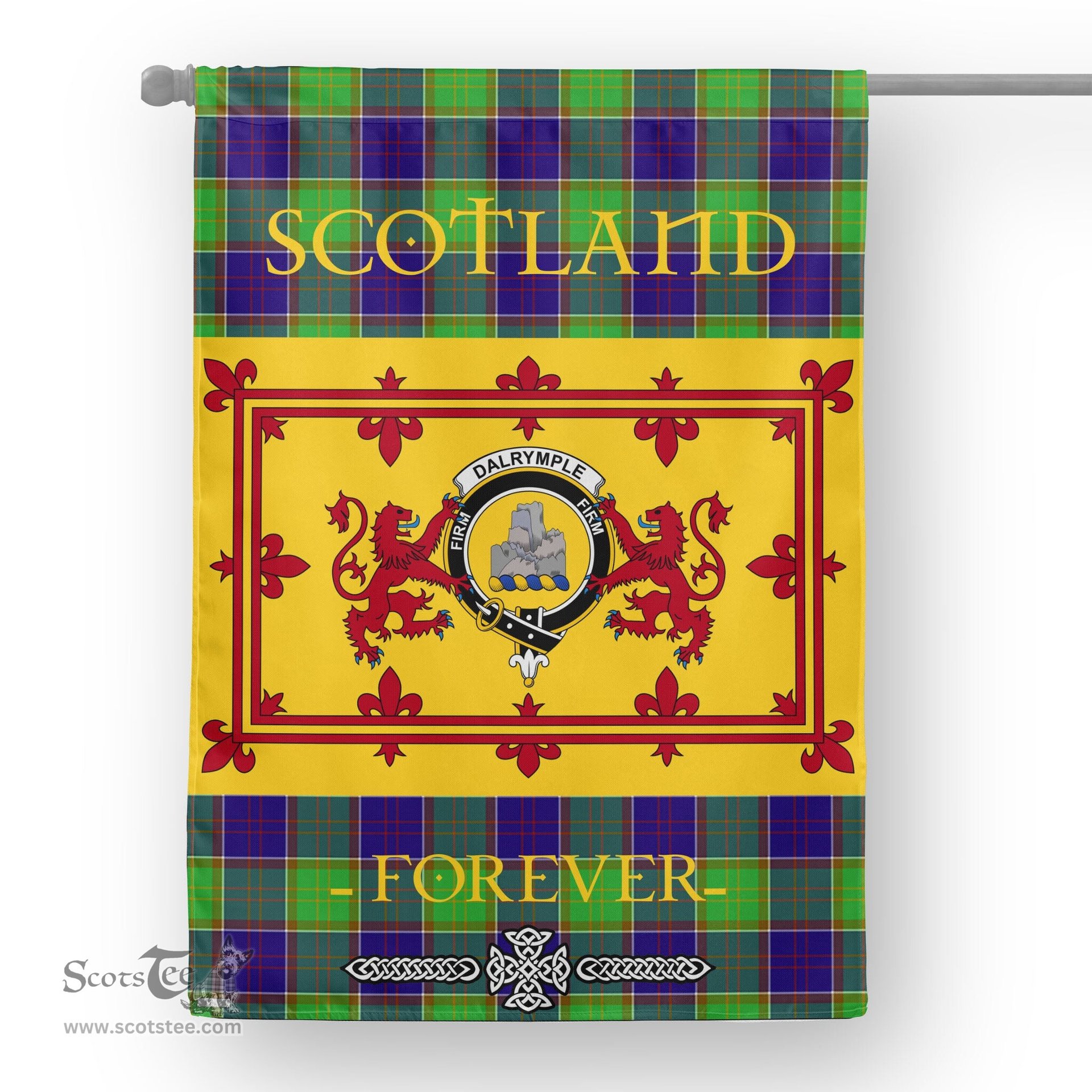 Scotstee Tartan House Flag Dalrymple Tartan Garden Flag - The Lion Rampant Scotland, Tartan Garden Flag, Tartan House Flag, Tartan Flag, Crest Garden Flag, Garden Flag, Ireland Garden Flag, Family Crest, Custom Flag, Custom Garden Flag, Ireland Custom Flag, Clan Tartan Flags