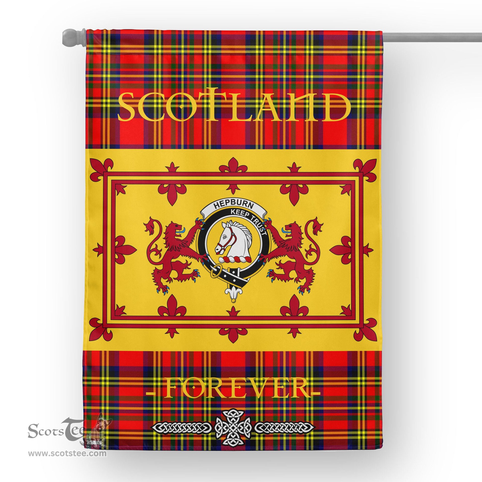 Scotstee Tartan House Flag Hepburn Tartan Garden Flag - The Lion Rampant Scotland, Tartan Garden Flag, Tartan House Flag, Tartan Flag, Crest Garden Flag, Garden Flag, Ireland Garden Flag, Family Crest, Custom Flag, Custom Garden Flag, Ireland Custom Flag, Clan Tartan Flags