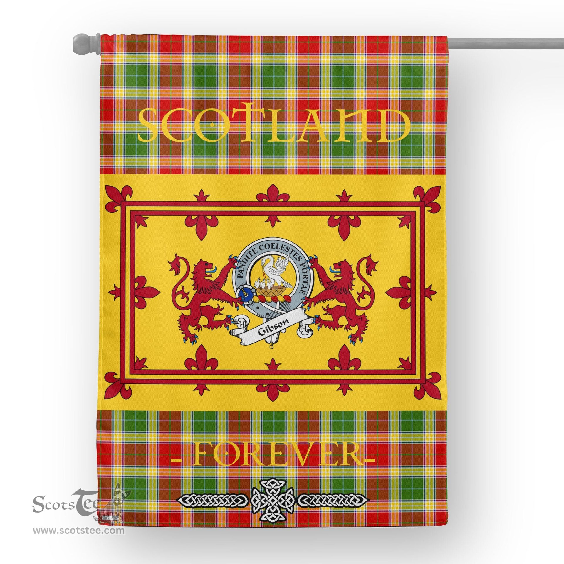 Scotstee Tartan House Flag Gibson Clan Badge Tartan Garden Flag - The Lion Rampant Scotland, Tartan Garden Flag, Tartan House Flag, Tartan Flag, Crest Garden Flag, Garden Flag, Ireland Garden Flag, Family Crest, Custom Flag, Custom Garden Flag, Ireland Custom Flag, Clan Tartan Flags
