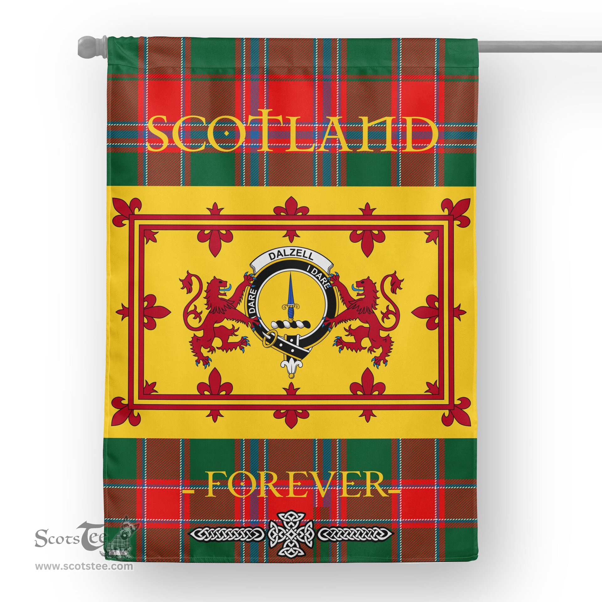 Scotstee Tartan House Flag Dalzell Tartan Garden Flag - The Lion Rampant Scotland, Tartan Garden Flag, Tartan House Flag, Tartan Flag, Crest Garden Flag, Garden Flag, Ireland Garden Flag, Family Crest, Custom Flag, Custom Garden Flag, Ireland Custom Flag, Clan Tartan Flags