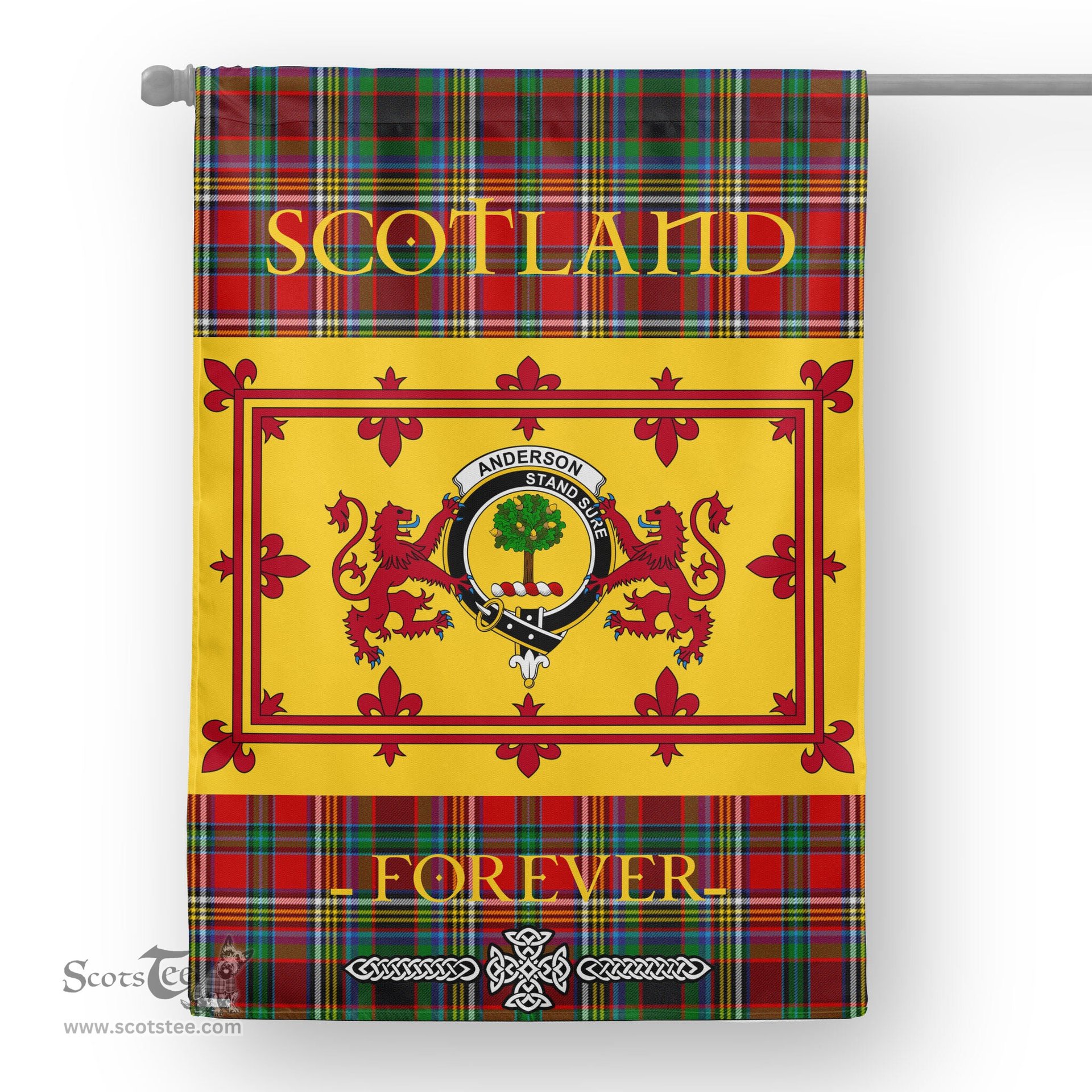 Scotstee Tartan House Flag Anderson Tartan Garden Flag - The Lion Rampant Scotland, Tartan Garden Flag, Tartan House Flag, Tartan Flag, Crest Garden Flag, Garden Flag, Ireland Garden Flag, Family Crest, Custom Flag, Custom Garden Flag, Ireland Custom Flag, Clan Tartan Flags