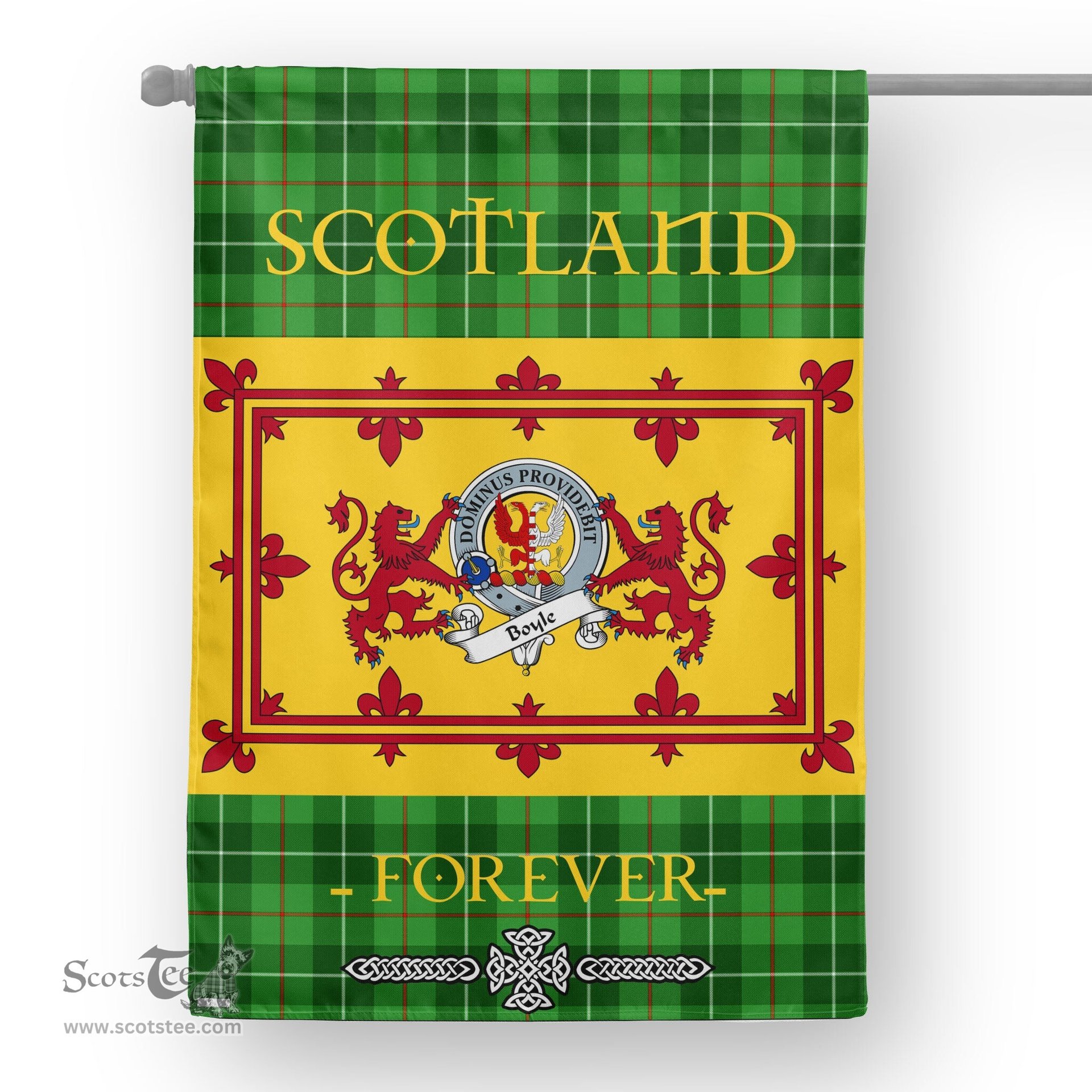 Scotstee Tartan House Flag Boyle Clan Badge Tartan Garden Flag - The Lion Rampant Scotland, Tartan Garden Flag, Tartan House Flag, Tartan Flag, Crest Garden Flag, Garden Flag, Ireland Garden Flag, Family Crest, Custom Flag, Custom Garden Flag, Ireland Custom Flag, Clan Tartan Flags