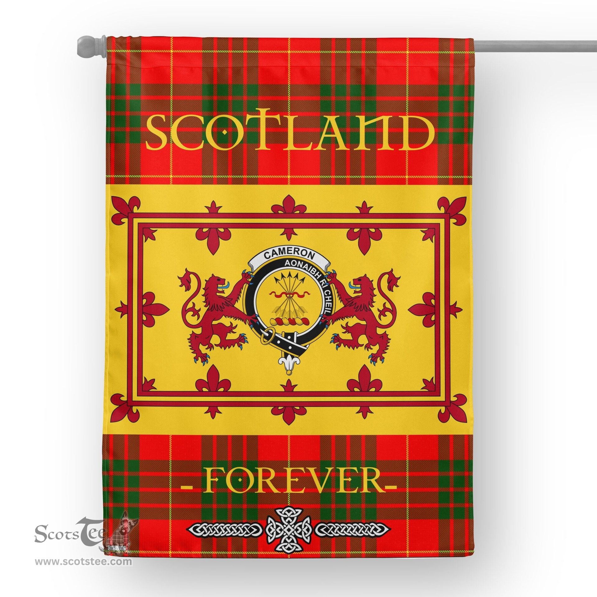Scotstee Tartan House Flag Cameron Tartan Garden Flag - The Lion Rampant Scotland, Tartan Garden Flag, Tartan House Flag, Tartan Flag, Crest Garden Flag, Garden Flag, Ireland Garden Flag, Family Crest, Custom Flag, Custom Garden Flag, Ireland Custom Flag, Clan Tartan Flags
