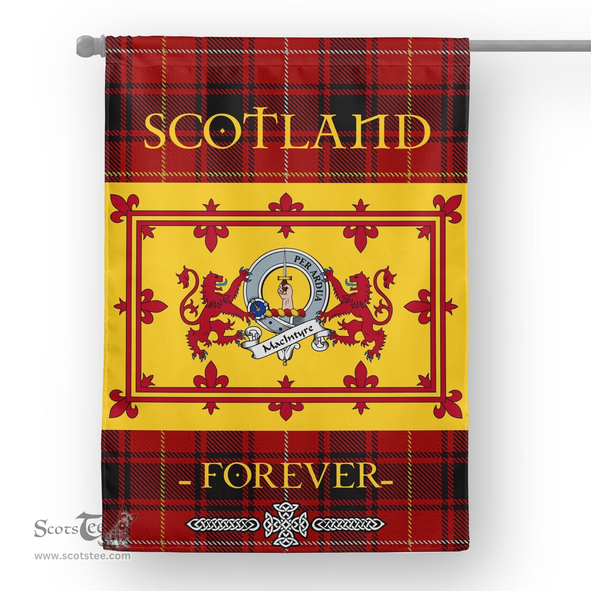 Scotstee Tartan House Flag MacIver Clan Badge Tartan Garden Flag - The Lion Rampant Scotland, Tartan Garden Flag, Tartan House Flag, Tartan Flag, Crest Garden Flag, Garden Flag, Ireland Garden Flag, Family Crest, Custom Flag, Custom Garden Flag, Ireland Custom Flag, Clan Tartan Flags