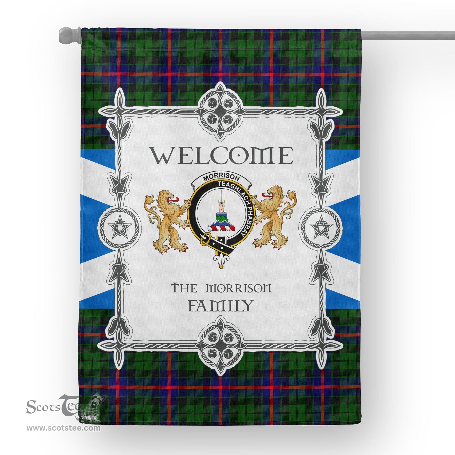 Scotstee Shop Morrison Tartan Garden Flag - Tartan Flag Clan Badge Scottish Tartan House Flag, tartan garden flag, Tartan Flag, Crest Garden Flag, Garden Flag, Ireland Garden Flag, Family Crest, Custom Flag, Custom Garden Flag, Ireland Custom Flag, clan tartan flags