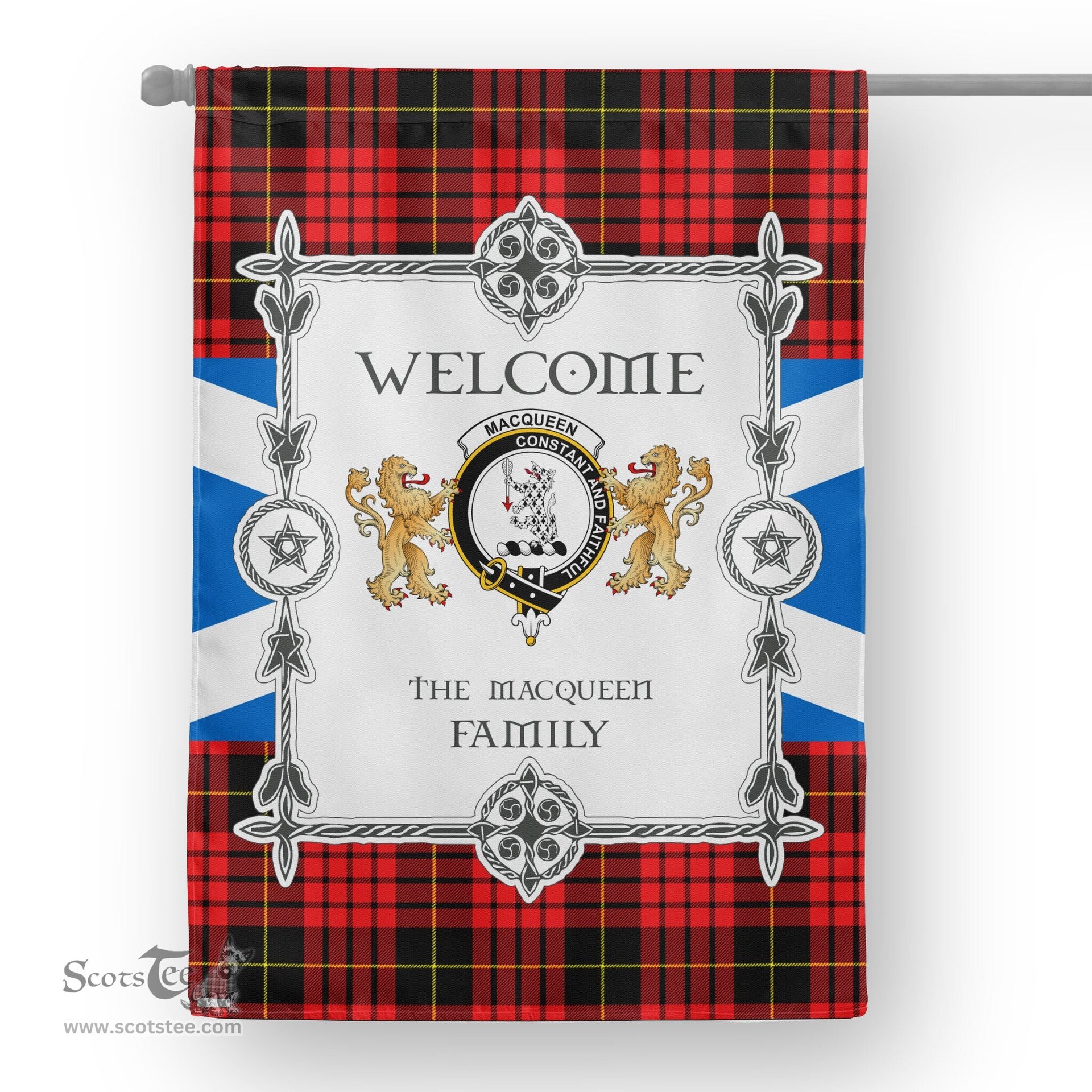 Scotstee Shop MacQueen Tartan Garden Flag - Tartan Flag Clan Badge Scottish Tartan House Flag, tartan garden flag, Tartan Flag, Crest Garden Flag, Garden Flag, Ireland Garden Flag, Family Crest, Custom Flag, Custom Garden Flag, Ireland Custom Flag, clan tartan flags