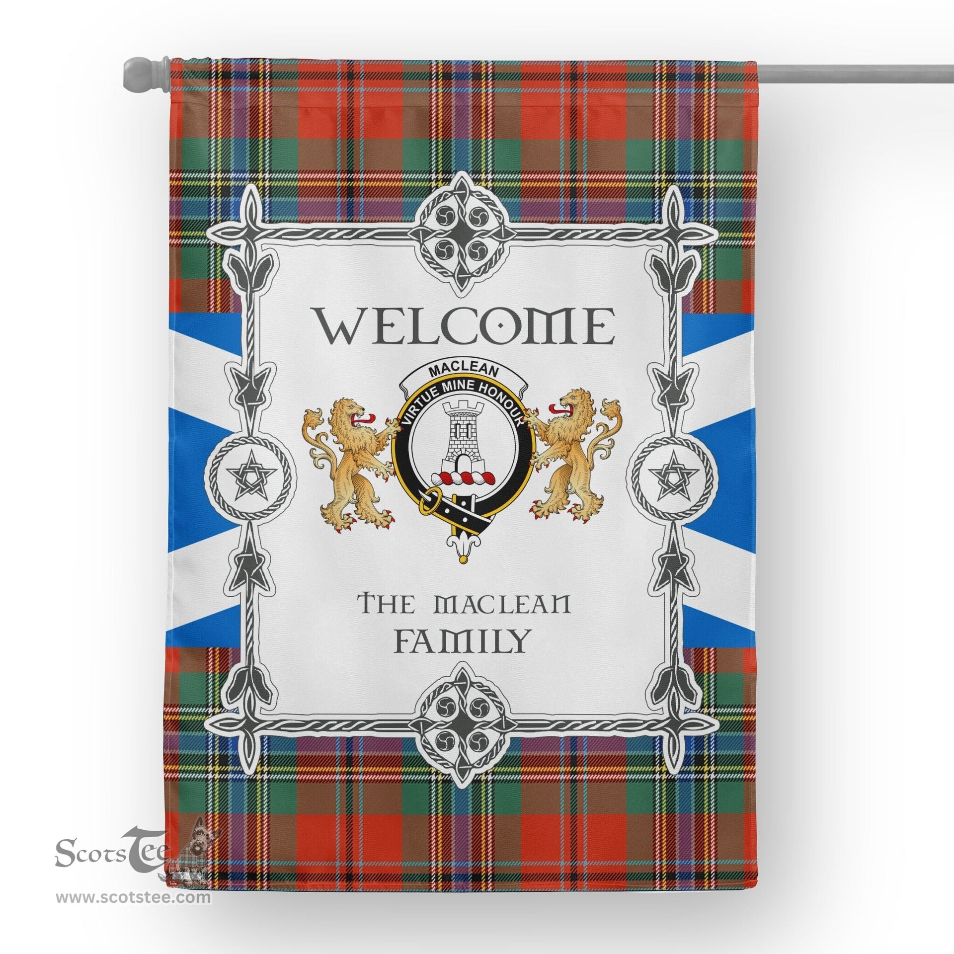 Scotstee Shop MacLean Of Duart Ancient Tartan Garden Flag - Tartan Flag Clan Badge Scottish Tartan House Flag, tartan garden flag, Tartan Flag, Crest Garden Flag, Garden Flag, Ireland Garden Flag, Family Crest, Custom Flag, Custom Garden Flag, Ireland Custom Flag, clan tartan flags