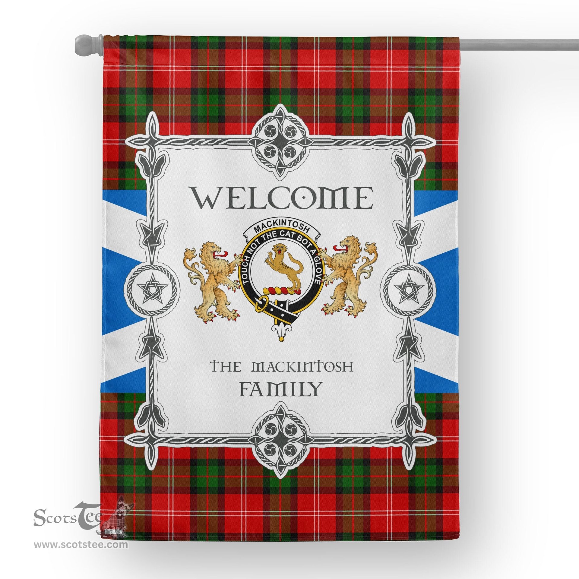 Scotstee Shop MacKintosh Tartan Garden Flag - Tartan Flag Clan Badge Scottish Tartan House Flag, tartan garden flag, Tartan Flag, Crest Garden Flag, Garden Flag, Ireland Garden Flag, Family Crest, Custom Flag, Custom Garden Flag, Ireland Custom Flag, clan tartan flags