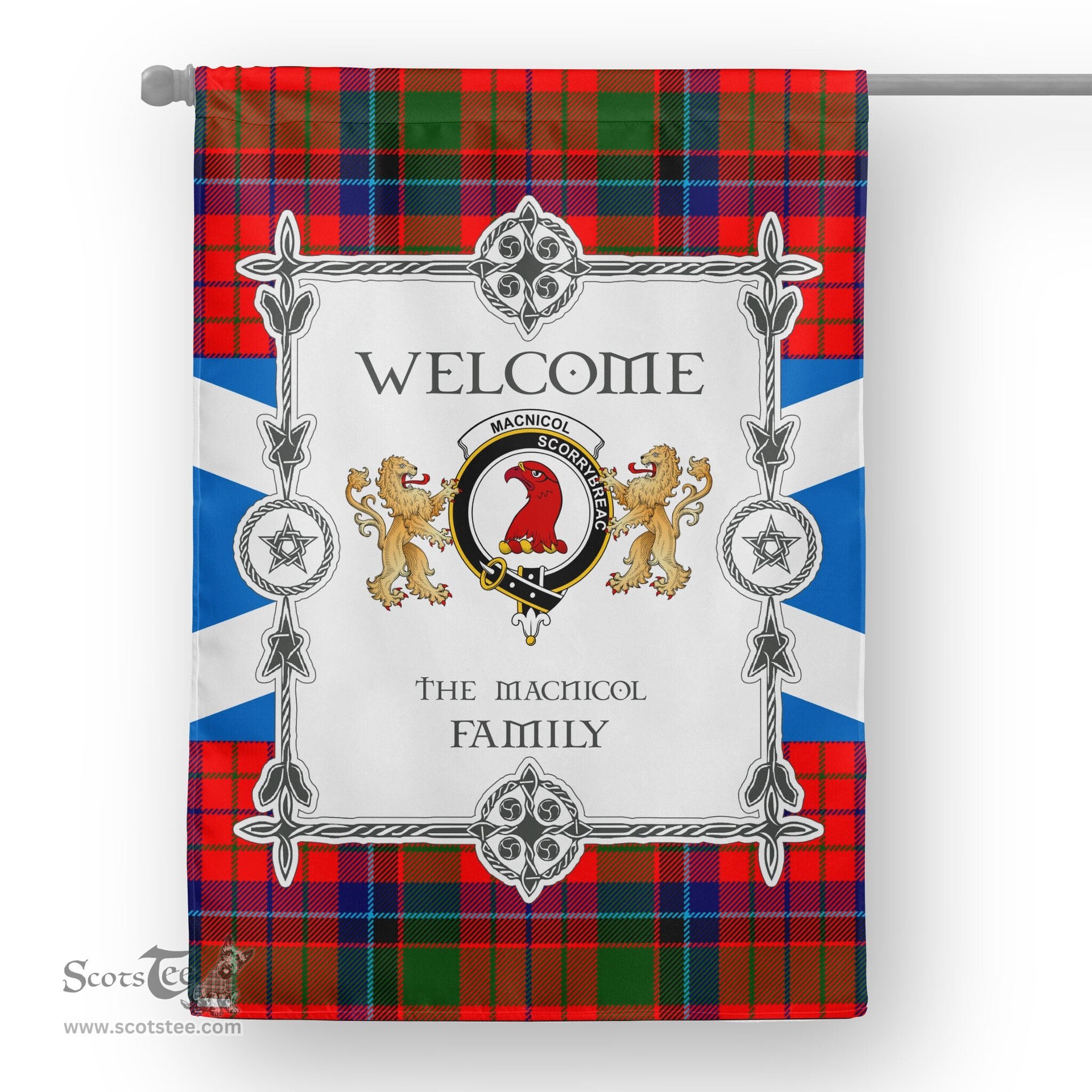 Scotstee Shop Macnicol Tartan Garden Flag - Tartan Flag Clan Badge Scottish Tartan House Flag, tartan garden flag, Tartan Flag, Crest Garden Flag, Garden Flag, Ireland Garden Flag, Family Crest, Custom Flag, Custom Garden Flag, Ireland Custom Flag, clan tartan flags