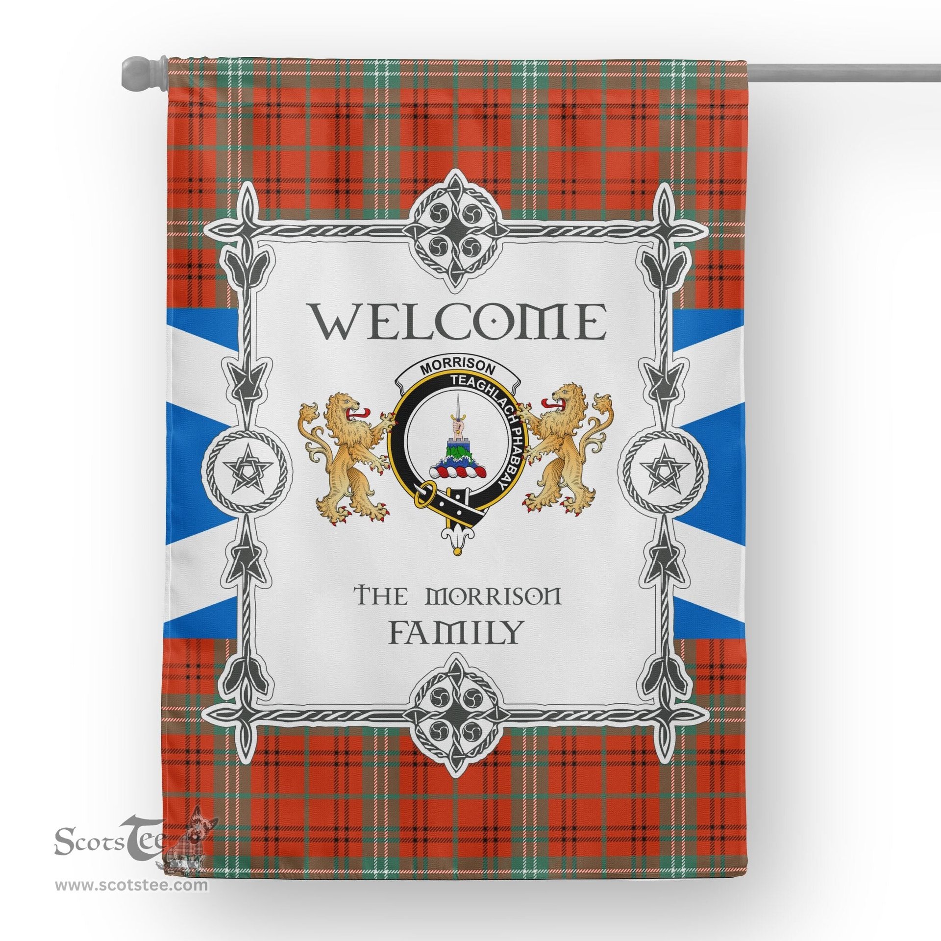 Scotstee Shop Morrison Red Ancient Tartan Garden Flag - Tartan Flag Clan Badge Scottish Tartan House Flag, tartan garden flag, Tartan Flag, Crest Garden Flag, Garden Flag, Ireland Garden Flag, Family Crest, Custom Flag, Custom Garden Flag, Ireland Custom Flag, clan tartan flags