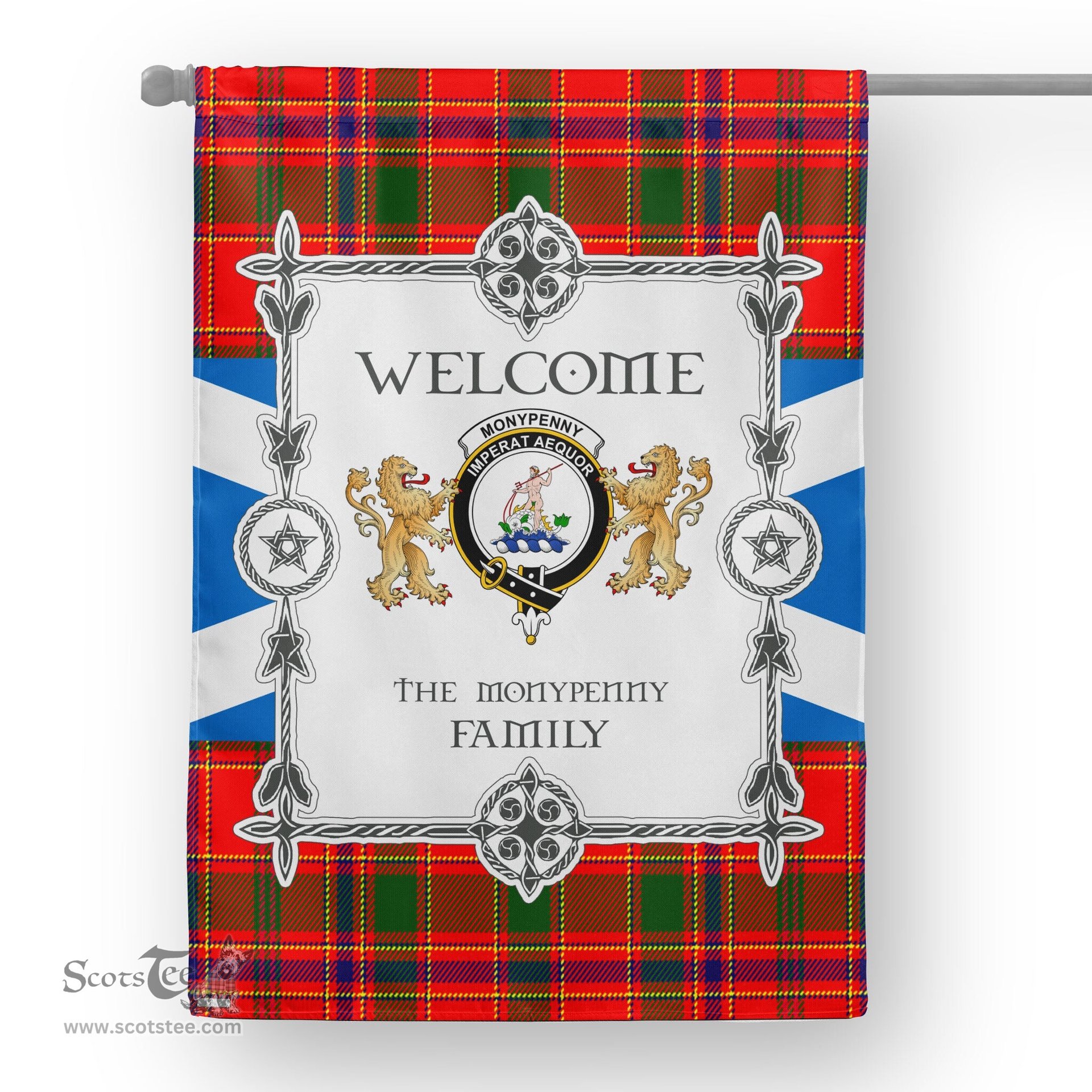 Scotstee Shop Monypenny Tartan Garden Flag - Tartan Flag Clan Badge Scottish Tartan House Flag, tartan garden flag, Tartan Flag, Crest Garden Flag, Garden Flag, Ireland Garden Flag, Family Crest, Custom Flag, Custom Garden Flag, Ireland Custom Flag, clan tartan flags