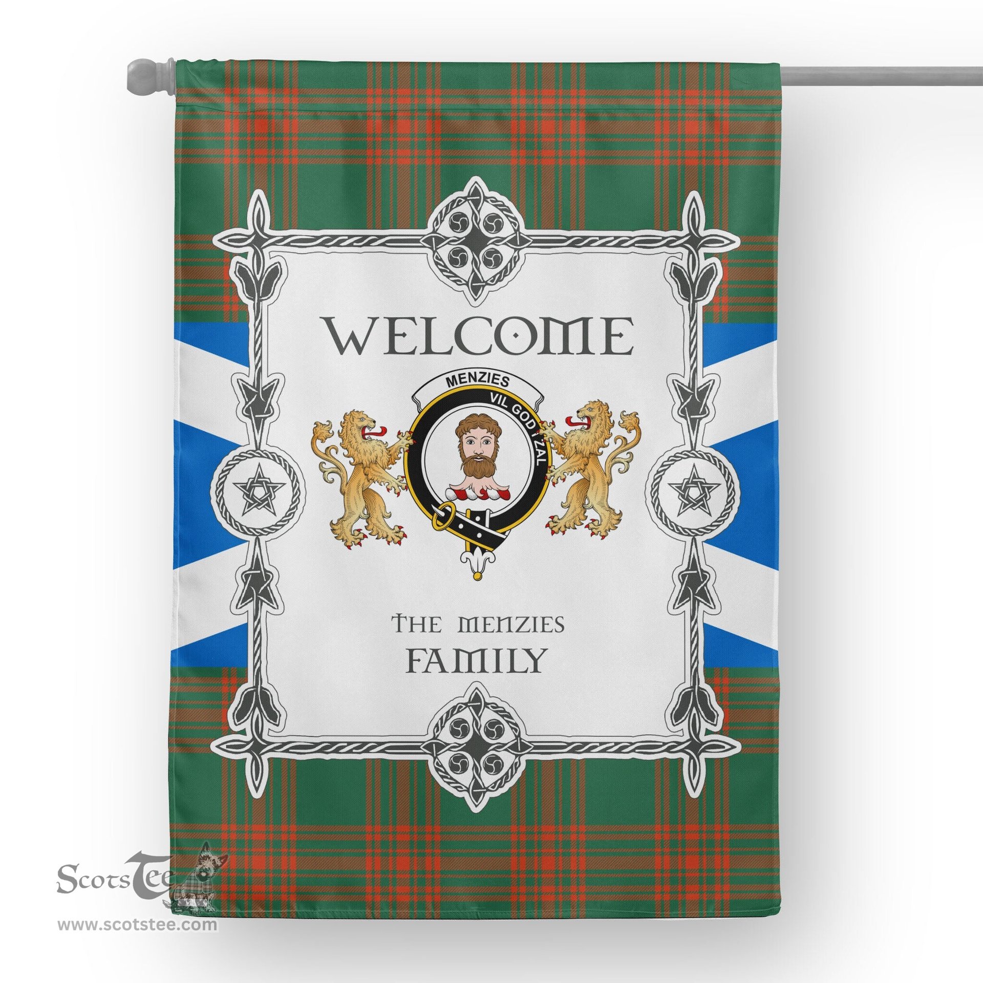 Scotstee Shop Menzies Green Ancient Tartan Garden Flag - Tartan Flag Clan Badge Scottish Tartan House Flag, tartan garden flag, Tartan Flag, Crest Garden Flag, Garden Flag, Ireland Garden Flag, Family Crest, Custom Flag, Custom Garden Flag, Ireland Custom Flag, clan tartan flags