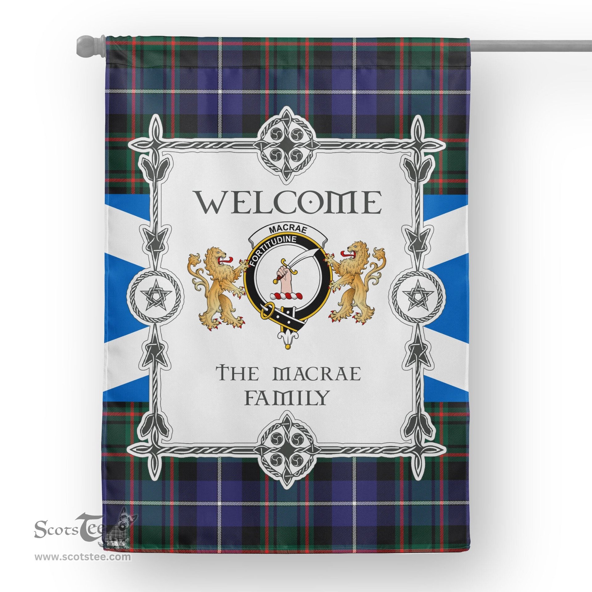Scotstee Shop MacRae Tartan Garden Flag - Tartan Flag Clan Badge Scottish Tartan House Flag, tartan garden flag, Tartan Flag, Crest Garden Flag, Garden Flag, Ireland Garden Flag, Family Crest, Custom Flag, Custom Garden Flag, Ireland Custom Flag, clan tartan flags