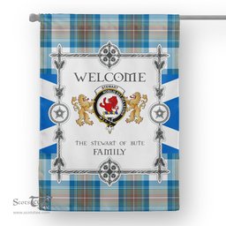 Scotstee Shop Stewart Of Bute Muted Blue Tartan Garden Flag - Tartan Flag Clan Badge Scottish Tartan House Flag, tartan garden flag, Tartan Flag, Crest Garden Flag, Garden Flag, Ireland Garden Flag, Family Crest, Custom Flag, Custom Garden Flag, Ireland Custom Flag, clan tartan flags