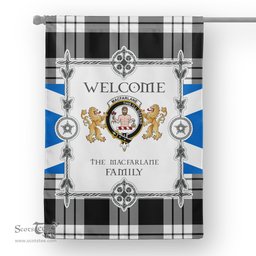 Scotstee Shop MacFarlane Black & White Tartan Garden Flag - Tartan Flag Clan Badge Scottish Tartan House Flag, tartan garden flag, Tartan Flag, Crest Garden Flag, Garden Flag, Ireland Garden Flag, Family Crest, Custom Flag, Custom Garden Flag, Ireland Custom Flag, clan tartan flags