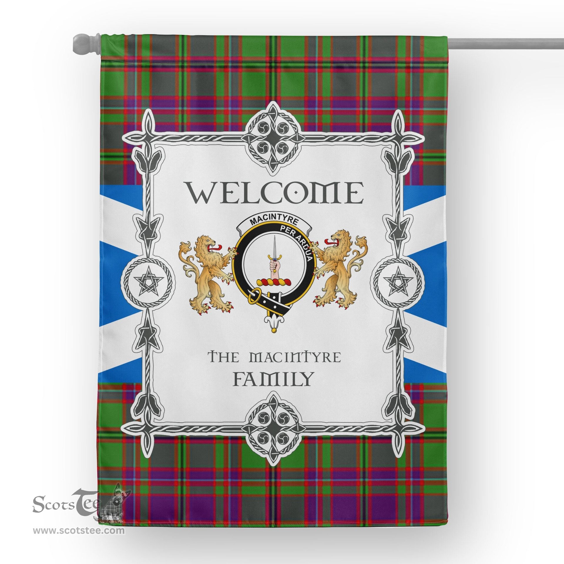 Scotstee Shop MacIntyre Of Glenorchy Tartan Garden Flag - Tartan Flag Clan Badge Scottish Tartan House Flag, tartan garden flag, Tartan Flag, Crest Garden Flag, Garden Flag, Ireland Garden Flag, Family Crest, Custom Flag, Custom Garden Flag, Ireland Custom Flag, clan tartan flags