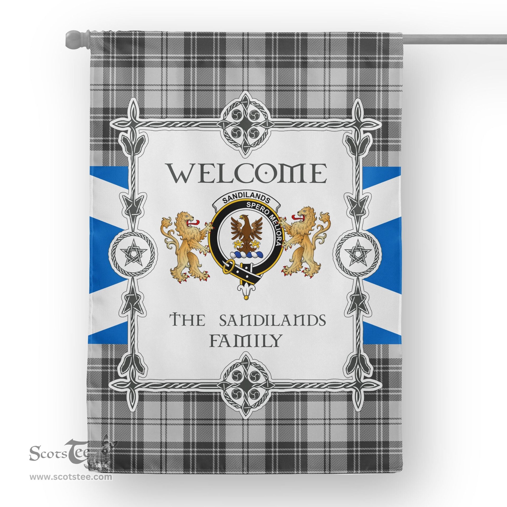 Scotstee Shop Sandilands Grey Tartan Garden Flag - Tartan Flag Clan Badge Scottish Tartan House Flag, tartan garden flag, Tartan Flag, Crest Garden Flag, Garden Flag, Ireland Garden Flag, Family Crest, Custom Flag, Custom Garden Flag, Ireland Custom Flag, clan tartan flags