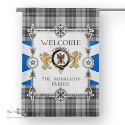 Scotstee Shop Sandilands Grey Tartan Garden Flag - Tartan Flag Clan Badge Scottish Tartan House Flag, tartan garden flag, Tartan Flag, Crest Garden Flag, Garden Flag, Ireland Garden Flag, Family Crest, Custom Flag, Custom Garden Flag, Ireland Custom Flag, clan tartan flags