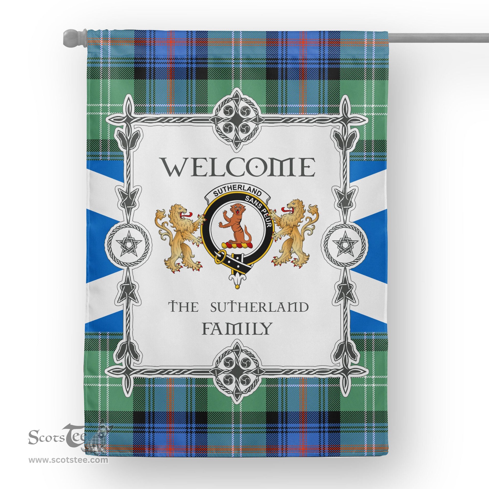 Scotstee Shop Sutherland I Old Ancient Tartan Garden Flag - Tartan Flag Clan Badge Scottish Tartan House Flag, tartan garden flag, Tartan Flag, Crest Garden Flag, Garden Flag, Ireland Garden Flag, Family Crest, Custom Flag, Custom Garden Flag, Ireland Custom Flag, clan tartan flags