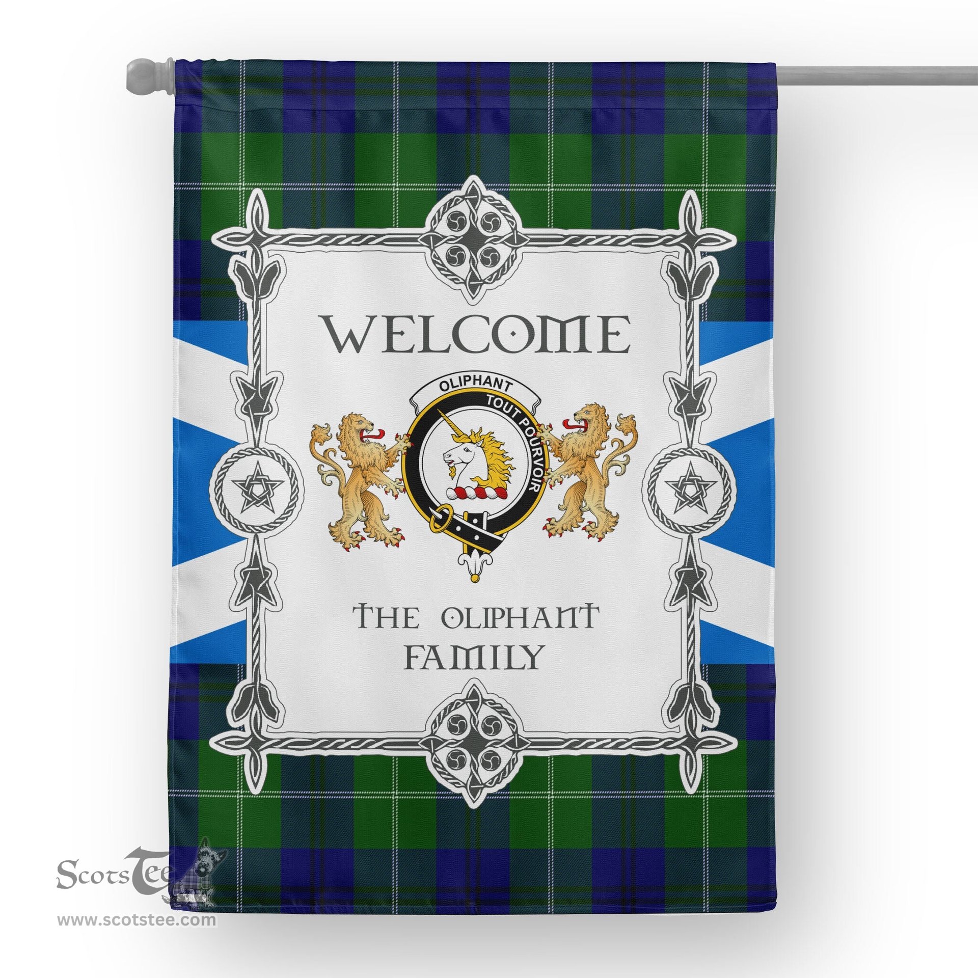 Scotstee Shop Oliphant Modern Tartan Garden Flag - Tartan Flag Clan Badge Scottish Tartan House Flag, tartan garden flag, Tartan Flag, Crest Garden Flag, Garden Flag, Ireland Garden Flag, Family Crest, Custom Flag, Custom Garden Flag, Ireland Custom Flag, clan tartan flags