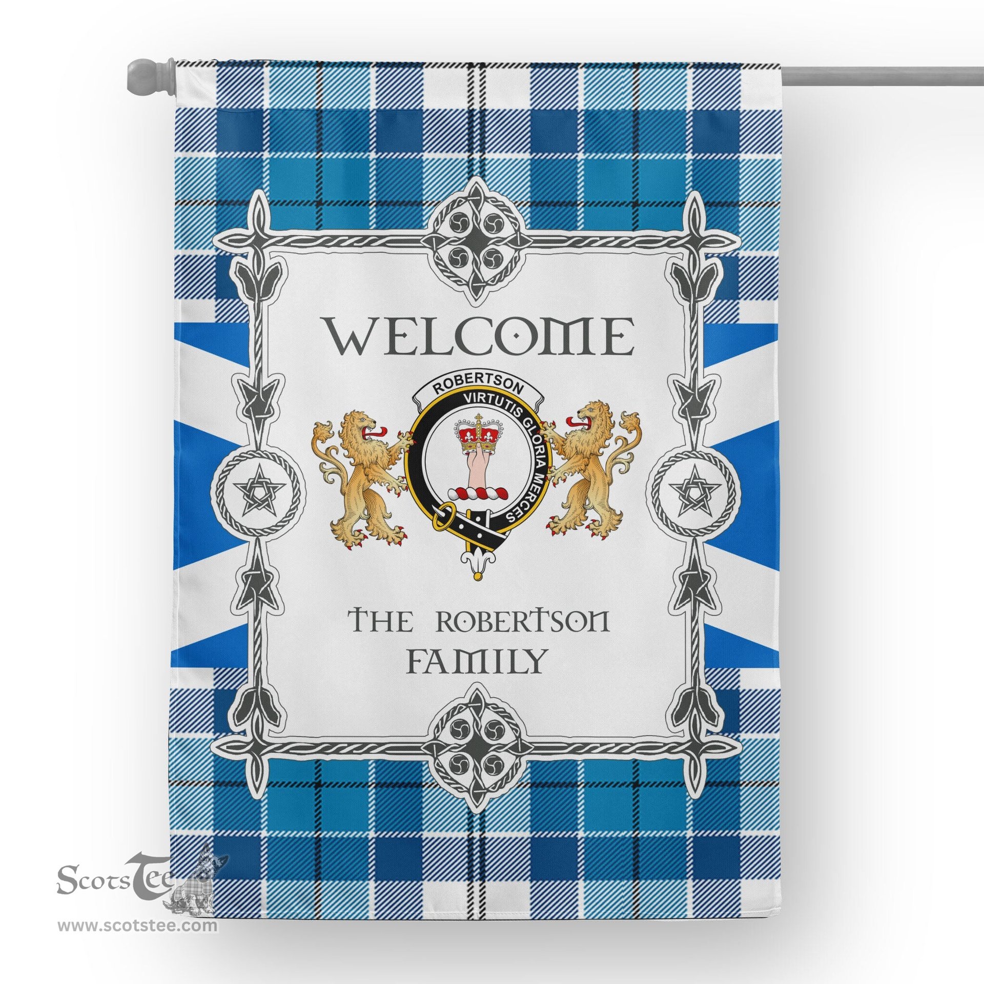 Scotstee Shop Robertson Tartan Garden Flag - Tartan Flag Clan Badge Scottish Tartan House Flag, tartan garden flag, Tartan Flag, Crest Garden Flag, Garden Flag, Ireland Garden Flag, Family Crest, Custom Flag, Custom Garden Flag, Ireland Custom Flag, clan tartan flags
