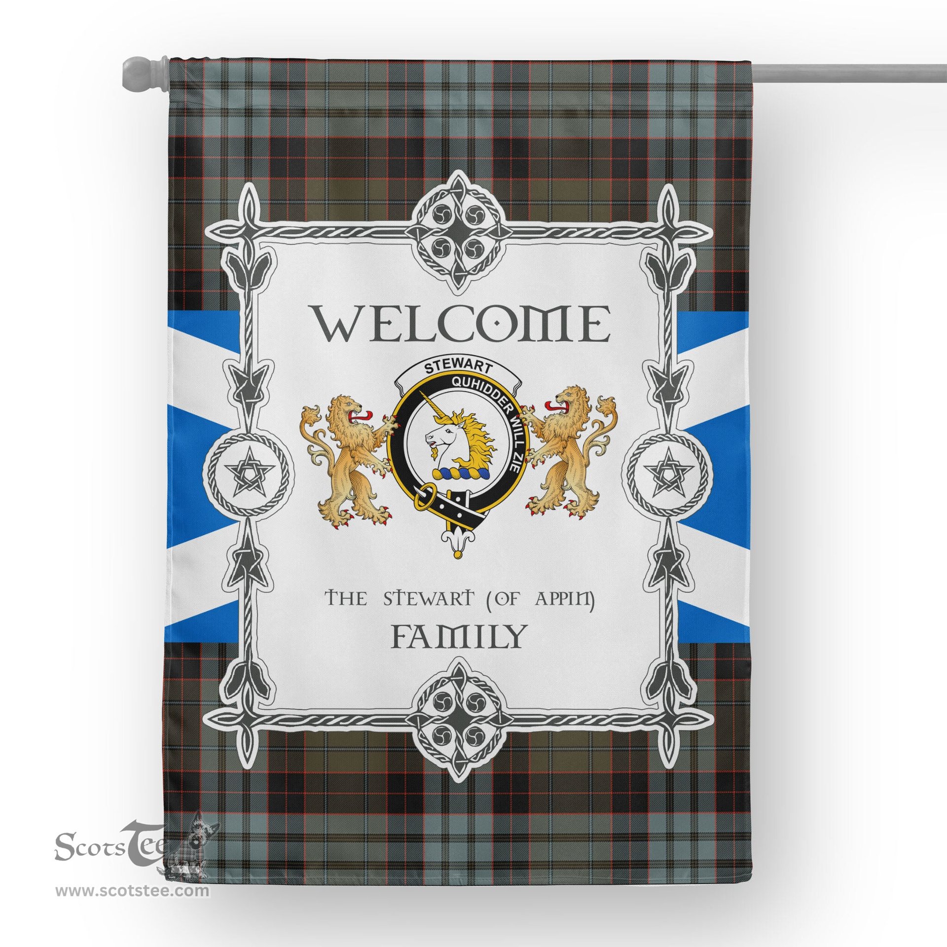 Scotstee Shop Stewart (Of Appin) Old Weathered Tartan Garden Flag - Tartan Flag Clan Badge Scottish Tartan House Flag, tartan garden flag, Tartan Flag, Crest Garden Flag, Garden Flag, Ireland Garden Flag, Family Crest, Custom Flag, Custom Garden Flag, Ireland Custom Flag, clan tartan flags