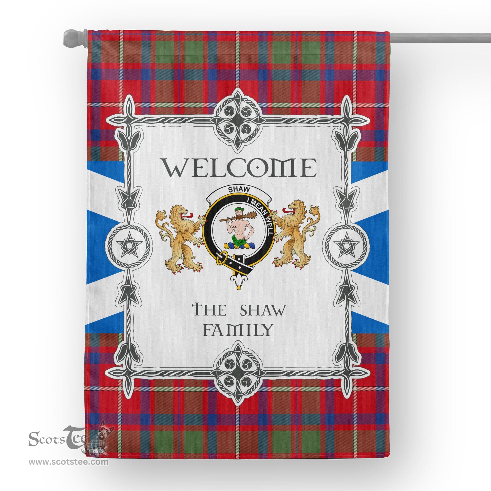 Scotstee Shop Shaw Red Modern Tartan Garden Flag - Tartan Flag Clan Badge Scottish Tartan House Flag, tartan garden flag, Tartan Flag, Crest Garden Flag, Garden Flag, Ireland Garden Flag, Family Crest, Custom Flag, Custom Garden Flag, Ireland Custom Flag, clan tartan flags