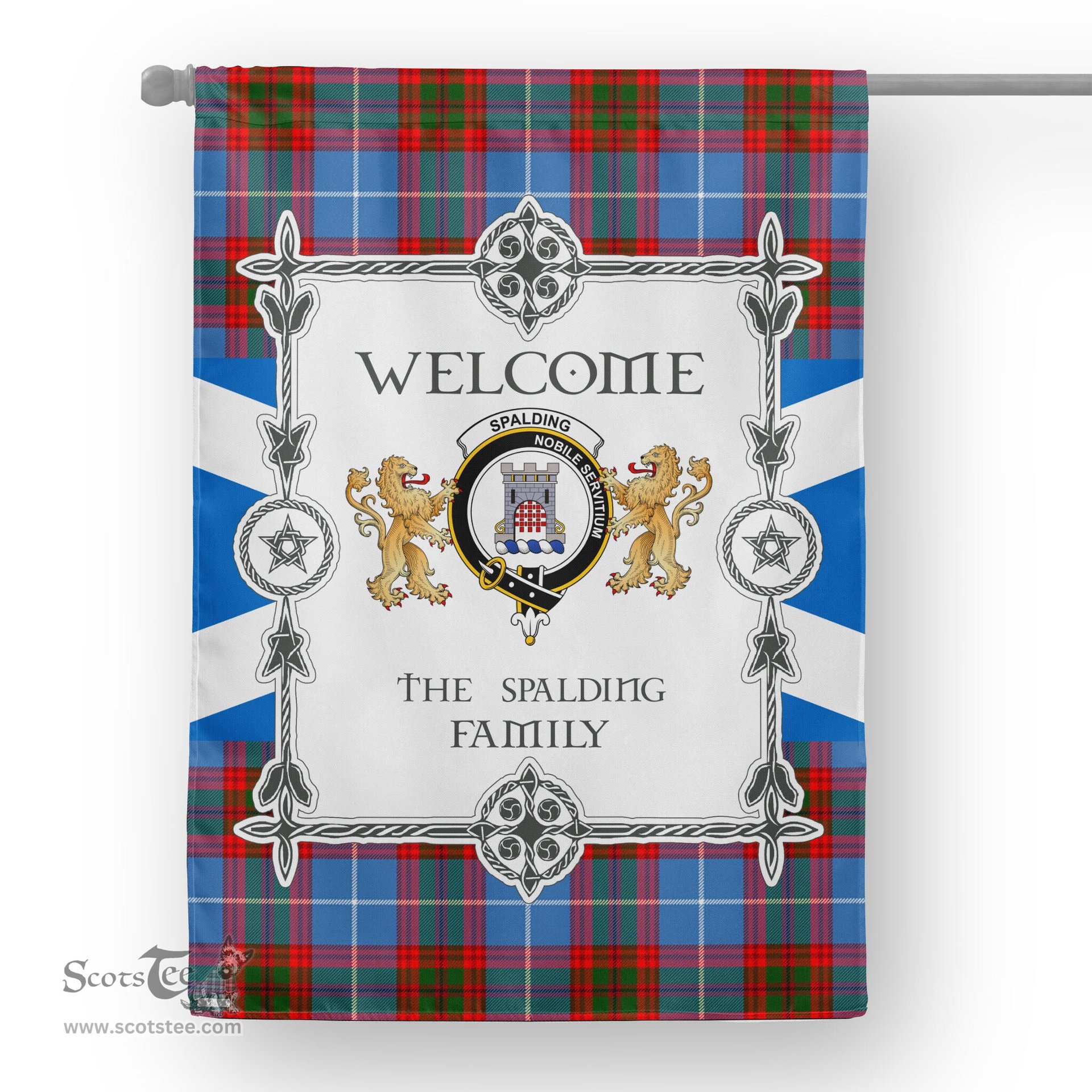 Scotstee Shop Spalding Tartan Garden Flag - Tartan Flag Clan Badge Scottish Tartan House Flag, tartan garden flag, Tartan Flag, Crest Garden Flag, Garden Flag, Ireland Garden Flag, Family Crest, Custom Flag, Custom Garden Flag, Ireland Custom Flag, clan tartan flags