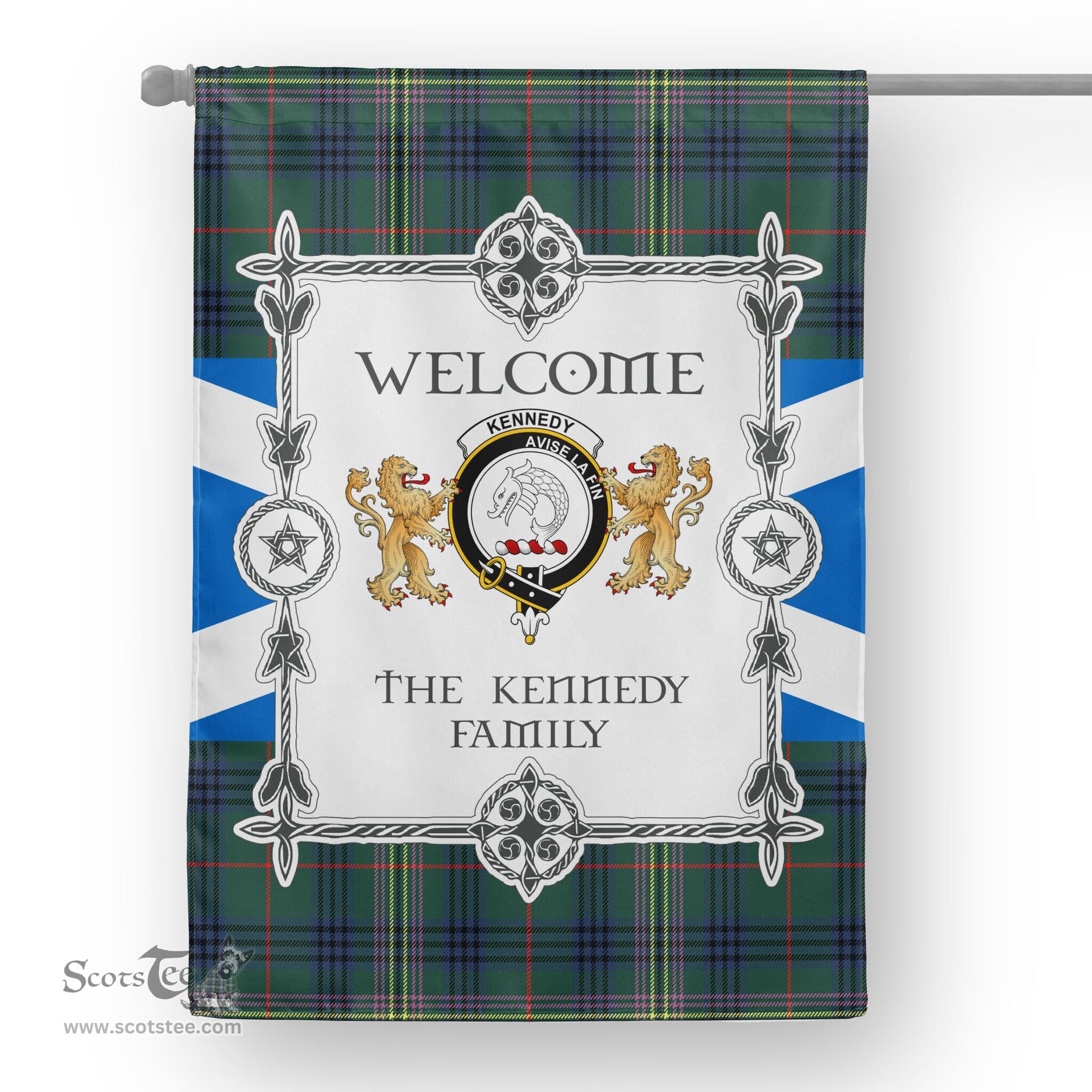 Scotstee Shop Kennedy Modern Tartan Garden Flag - Tartan Flag Clan Badge Scottish Tartan House Flag, tartan garden flag, Tartan Flag, Crest Garden Flag, Garden Flag, Ireland Garden Flag, Family Crest, Custom Flag, Custom Garden Flag, Ireland Custom Flag, clan tartan flags