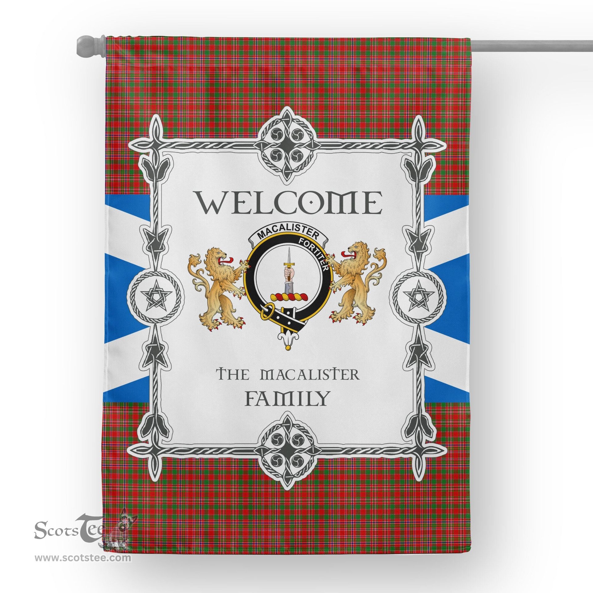 Scotstee Shop MacAlister Tartan Garden Flag - Tartan Flag Clan Badge Scottish Tartan House Flag, tartan garden flag, Tartan Flag, Crest Garden Flag, Garden Flag, Ireland Garden Flag, Family Crest, Custom Flag, Custom Garden Flag, Ireland Custom Flag, clan tartan flags