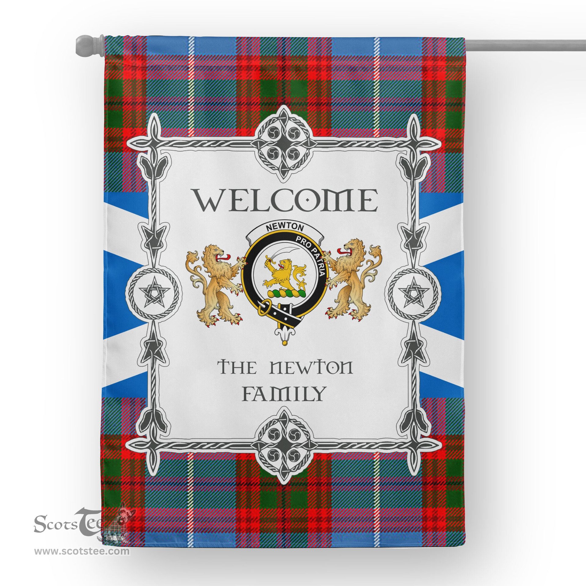 Scotstee Shop Newton Tartan Garden Flag - Tartan Flag Clan Badge Scottish Tartan House Flag, tartan garden flag, Tartan Flag, Crest Garden Flag, Garden Flag, Ireland Garden Flag, Family Crest, Custom Flag, Custom Garden Flag, Ireland Custom Flag, clan tartan flags