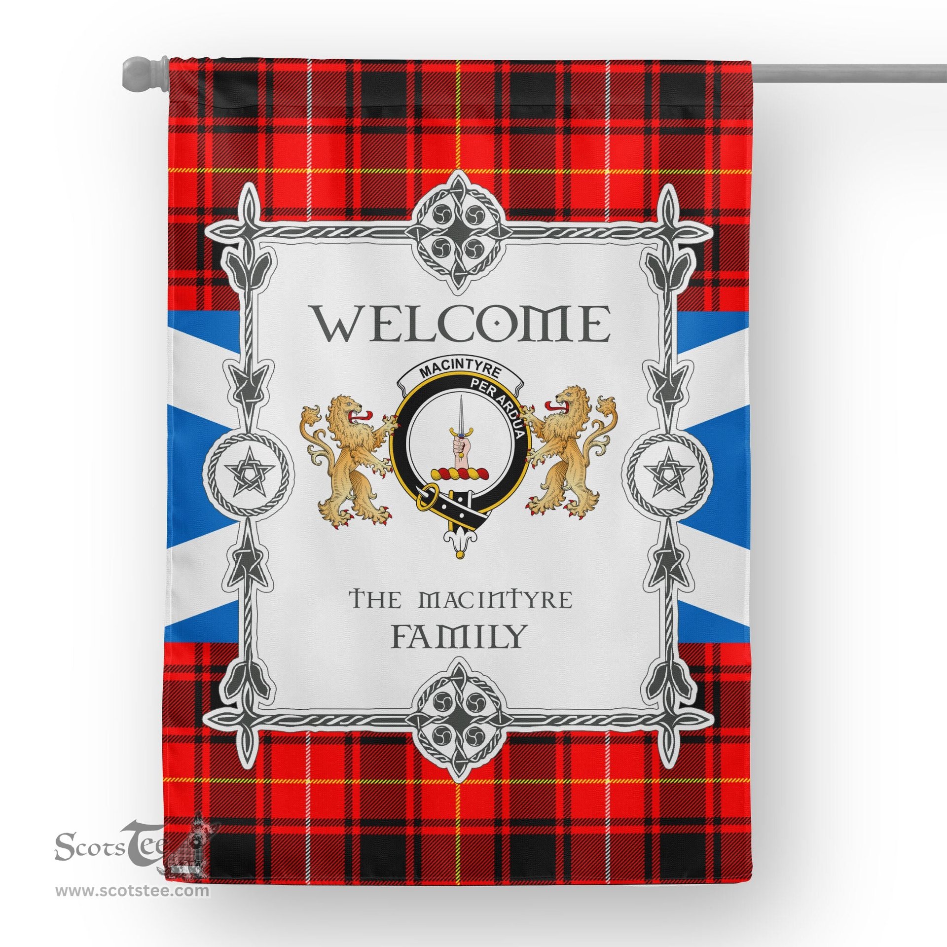 Scotstee Shop MacIntyre Modern Tartan Garden Flag - Tartan Flag Clan Badge Scottish Tartan House Flag, tartan garden flag, Tartan Flag, Crest Garden Flag, Garden Flag, Ireland Garden Flag, Family Crest, Custom Flag, Custom Garden Flag, Ireland Custom Flag, clan tartan flags