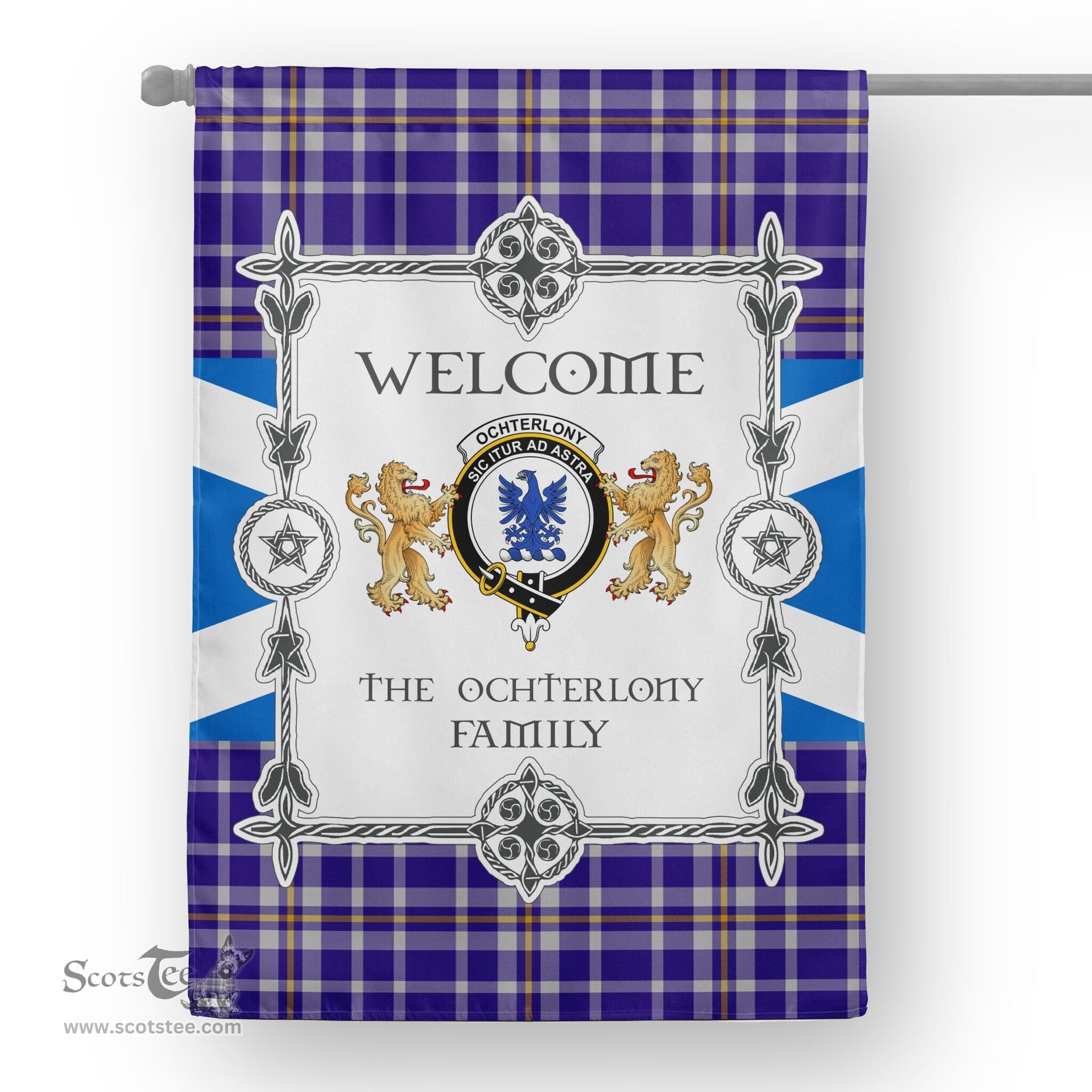 Scotstee Shop Ochterlony Tartan Garden Flag - Tartan Flag Clan Badge Scottish Tartan House Flag, tartan garden flag, Tartan Flag, Crest Garden Flag, Garden Flag, Ireland Garden Flag, Family Crest, Custom Flag, Custom Garden Flag, Ireland Custom Flag, clan tartan flags
