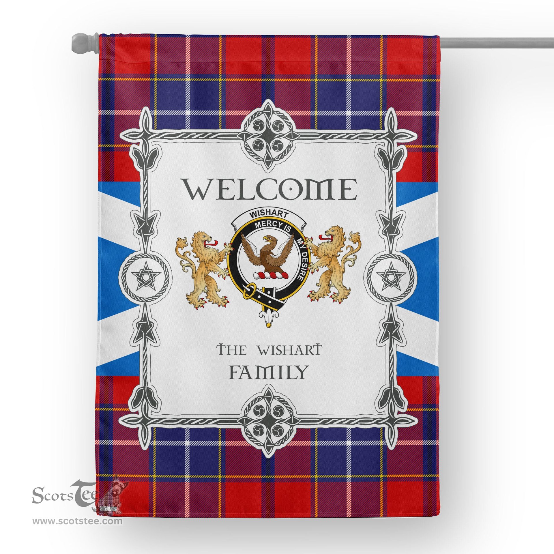 Scotstee Shop Wishart Dress Tartan Garden Flag - Tartan Flag Clan Badge Scottish Tartan House Flag, tartan garden flag, Tartan Flag, Crest Garden Flag, Garden Flag, Ireland Garden Flag, Family Crest, Custom Flag, Custom Garden Flag, Ireland Custom Flag, clan tartan flags
