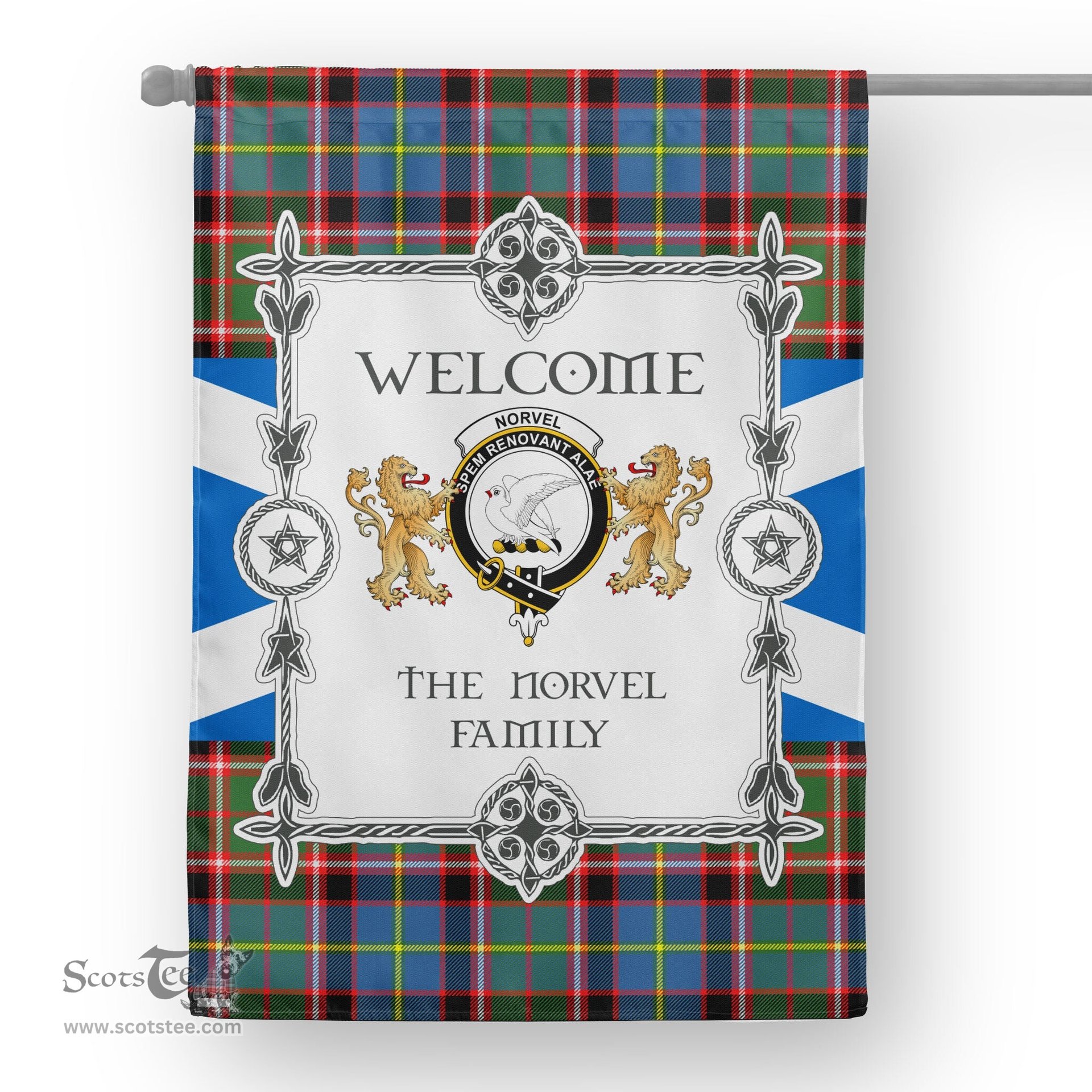 Scotstee Shop Norvel Tartan Garden Flag - Tartan Flag Clan Badge Scottish Tartan House Flag, tartan garden flag, Tartan Flag, Crest Garden Flag, Garden Flag, Ireland Garden Flag, Family Crest, Custom Flag, Custom Garden Flag, Ireland Custom Flag, clan tartan flags