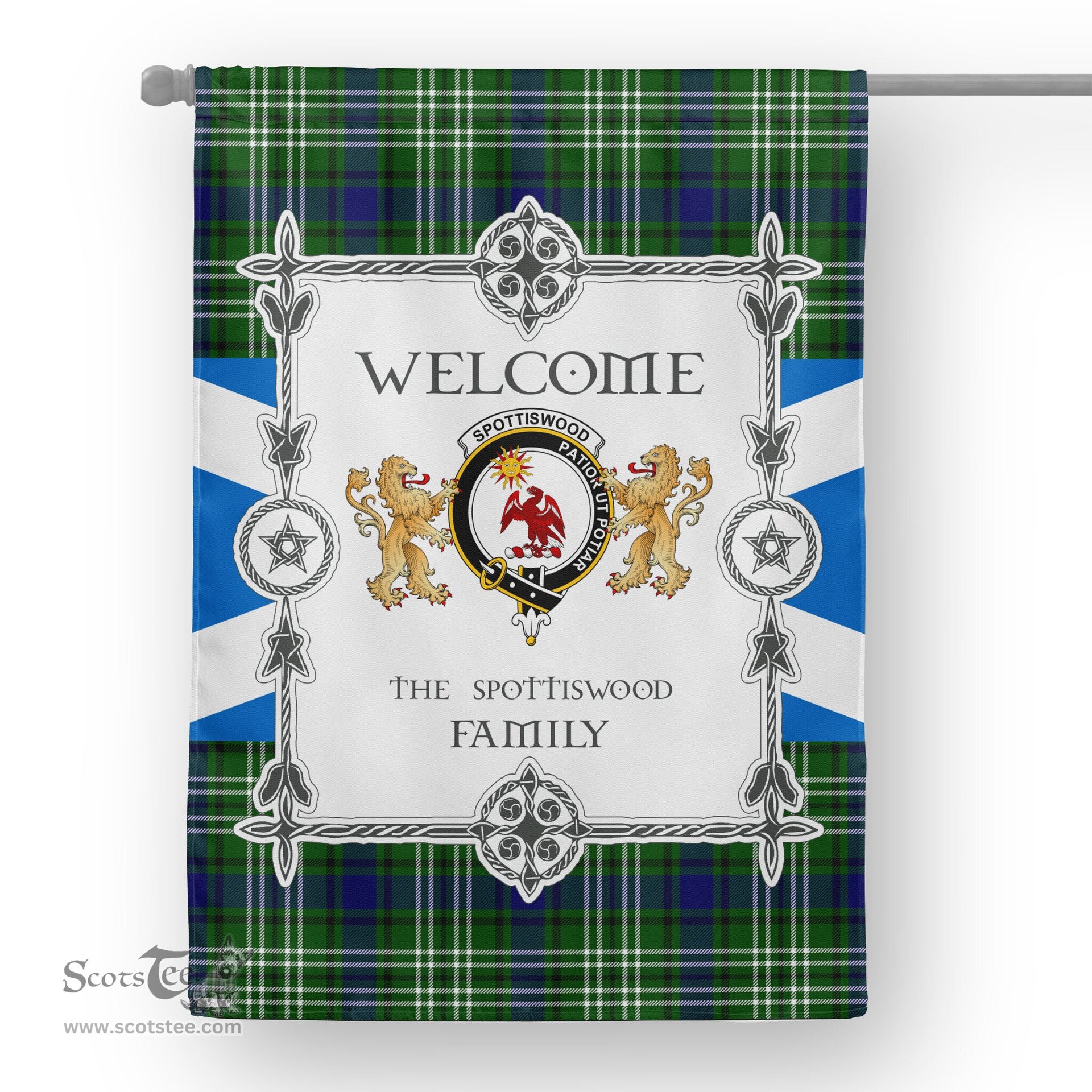 Scotstee Shop Spottiswood Tartan Garden Flag - Tartan Flag Clan Badge Scottish Tartan House Flag, tartan garden flag, Tartan Flag, Crest Garden Flag, Garden Flag, Ireland Garden Flag, Family Crest, Custom Flag, Custom Garden Flag, Ireland Custom Flag, clan tartan flags