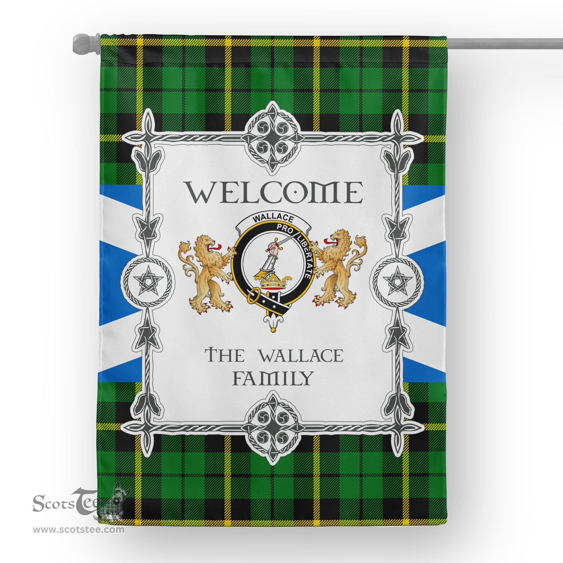 Scotstee Shop Wallace Hunting Tartan Garden Flag - Tartan Flag Clan Badge Scottish Tartan House Flag, tartan garden flag, Tartan Flag, Crest Garden Flag, Garden Flag, Ireland Garden Flag, Family Crest, Custom Flag, Custom Garden Flag, Ireland Custom Flag, clan tartan flags