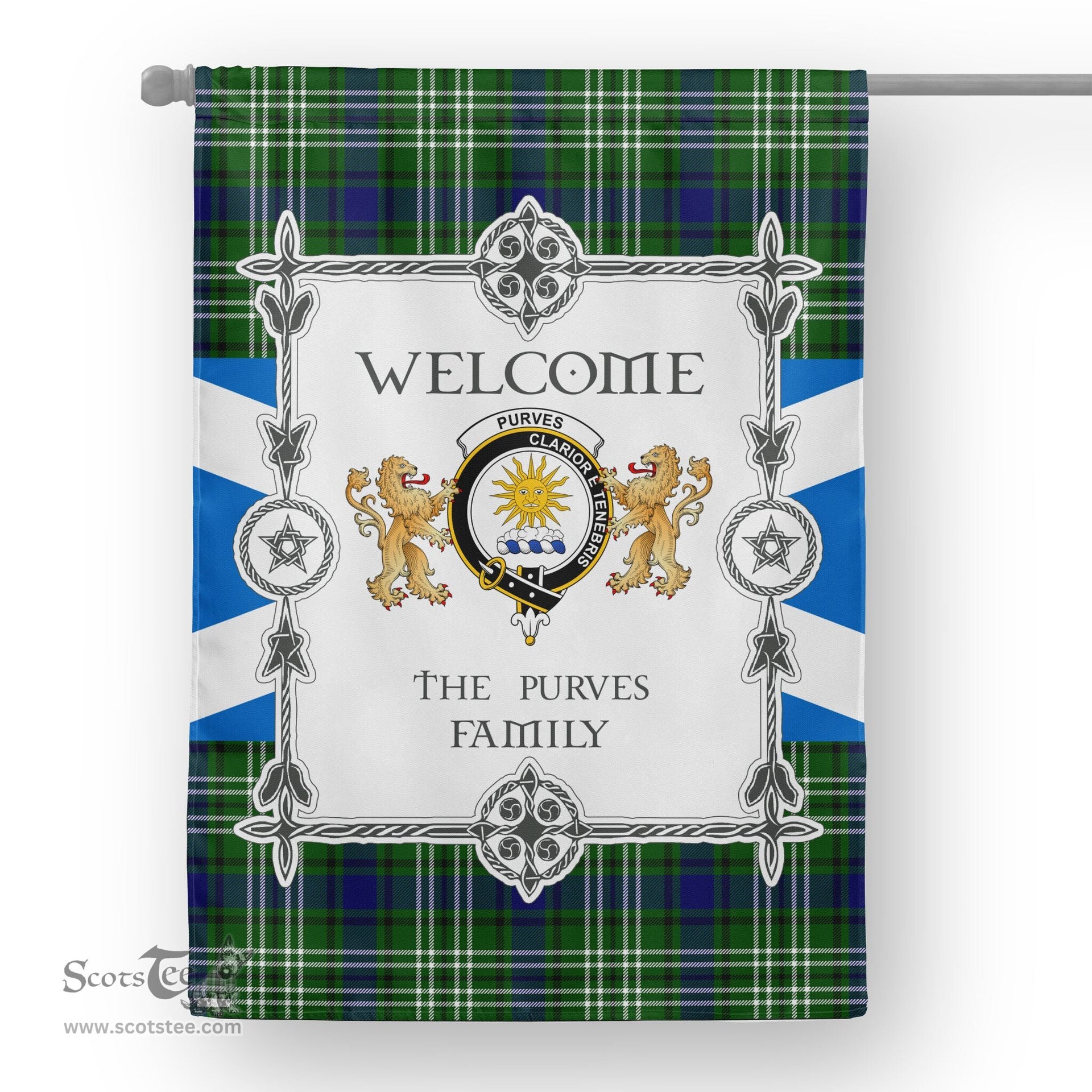 Scotstee Shop Purves Tartan Garden Flag - Tartan Flag Clan Badge Scottish Tartan House Flag, tartan garden flag, Tartan Flag, Crest Garden Flag, Garden Flag, Ireland Garden Flag, Family Crest, Custom Flag, Custom Garden Flag, Ireland Custom Flag, clan tartan flags