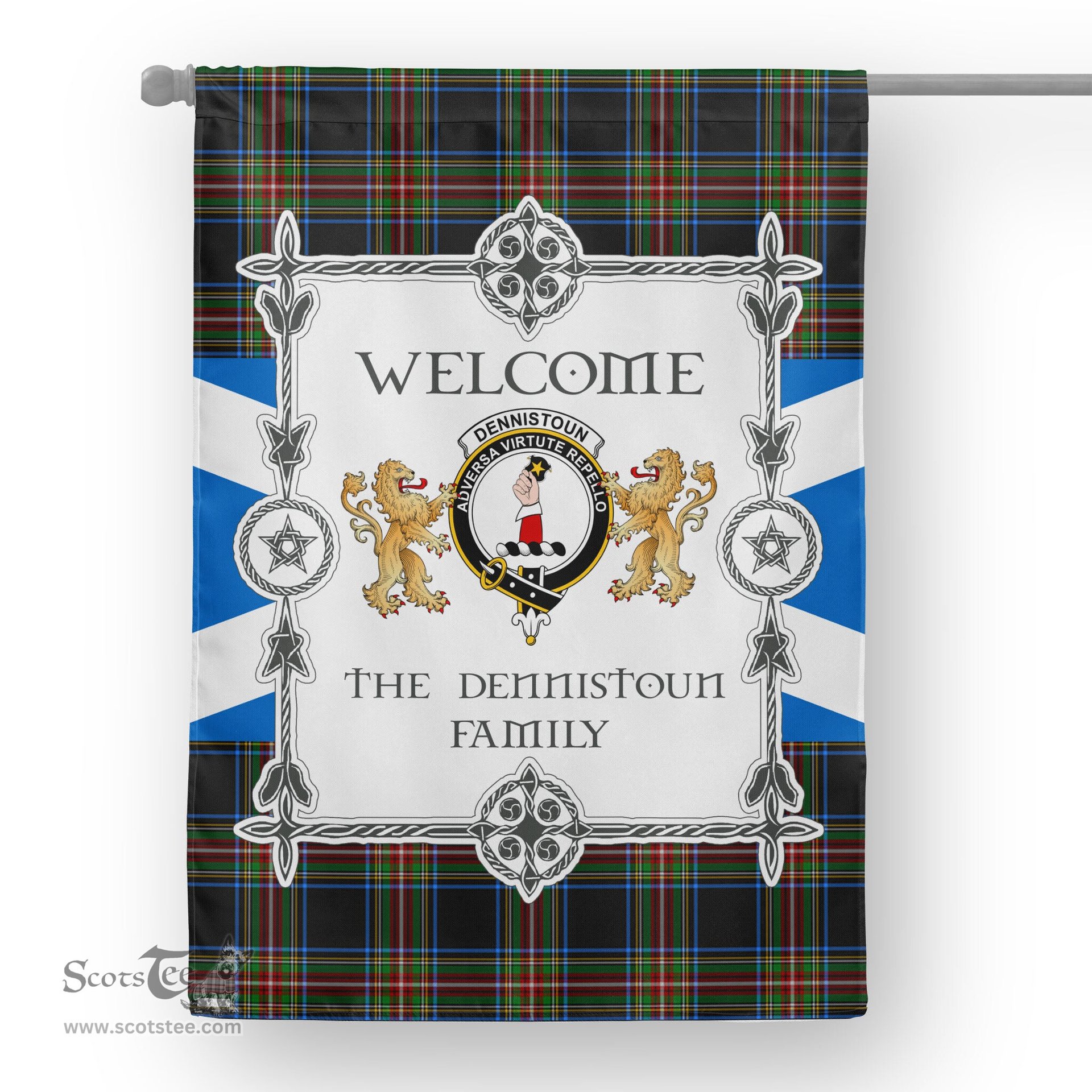 Scotstee Shop Dennistoun Tartan Garden Flag - Tartan Flag Clan Badge Scottish Tartan House Flag, tartan garden flag, Tartan Flag, Crest Garden Flag, Garden Flag, Ireland Garden Flag, Family Crest, Custom Flag, Custom Garden Flag, Ireland Custom Flag, clan tartan flags