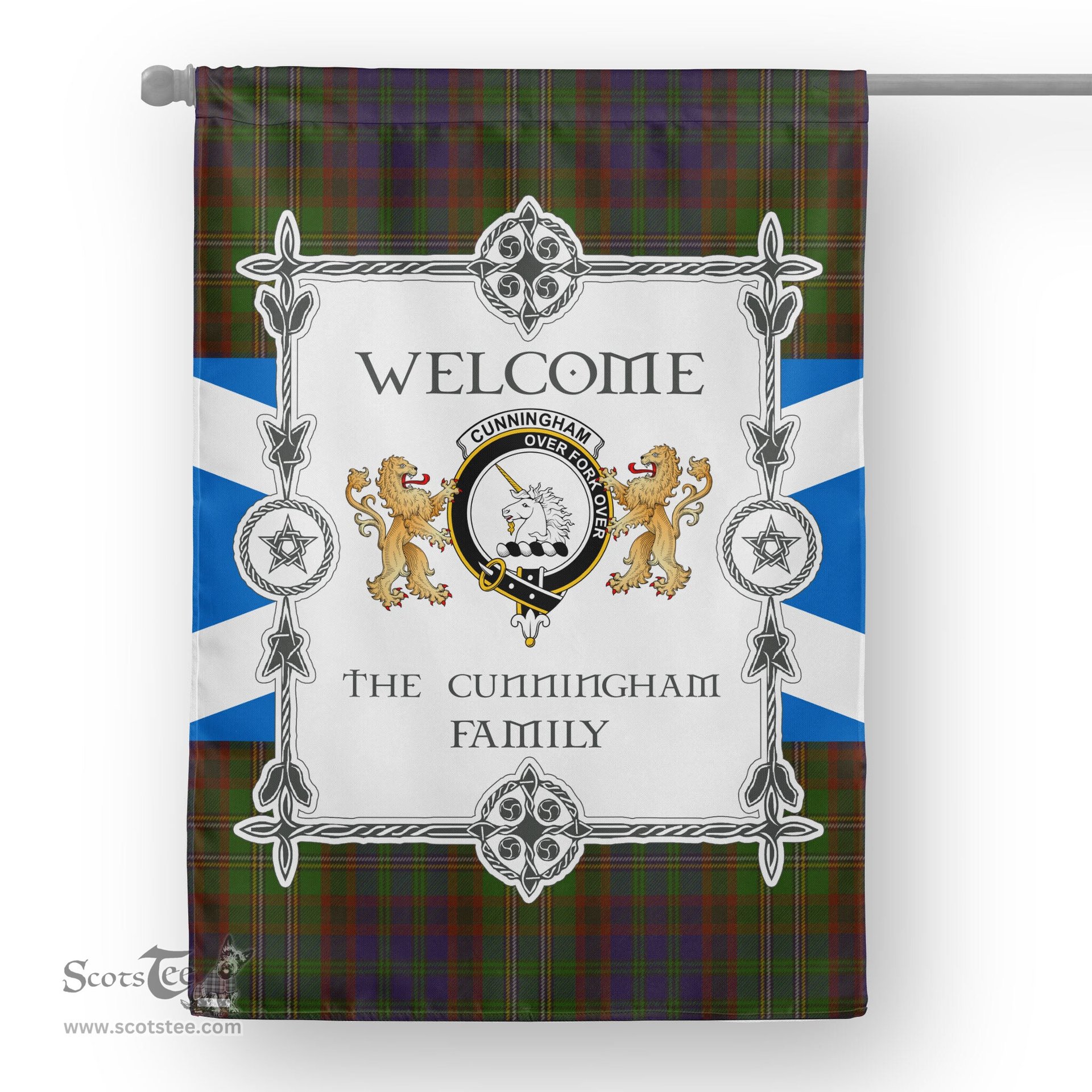 Scotstee Shop Cunningham Hunting Modern Tartan Garden Flag - Tartan Flag Clan Badge Scottish Tartan House Flag, tartan garden flag, Tartan Flag, Crest Garden Flag, Garden Flag, Ireland Garden Flag, Family Crest, Custom Flag, Custom Garden Flag, Ireland Custom Flag, clan tartan flags