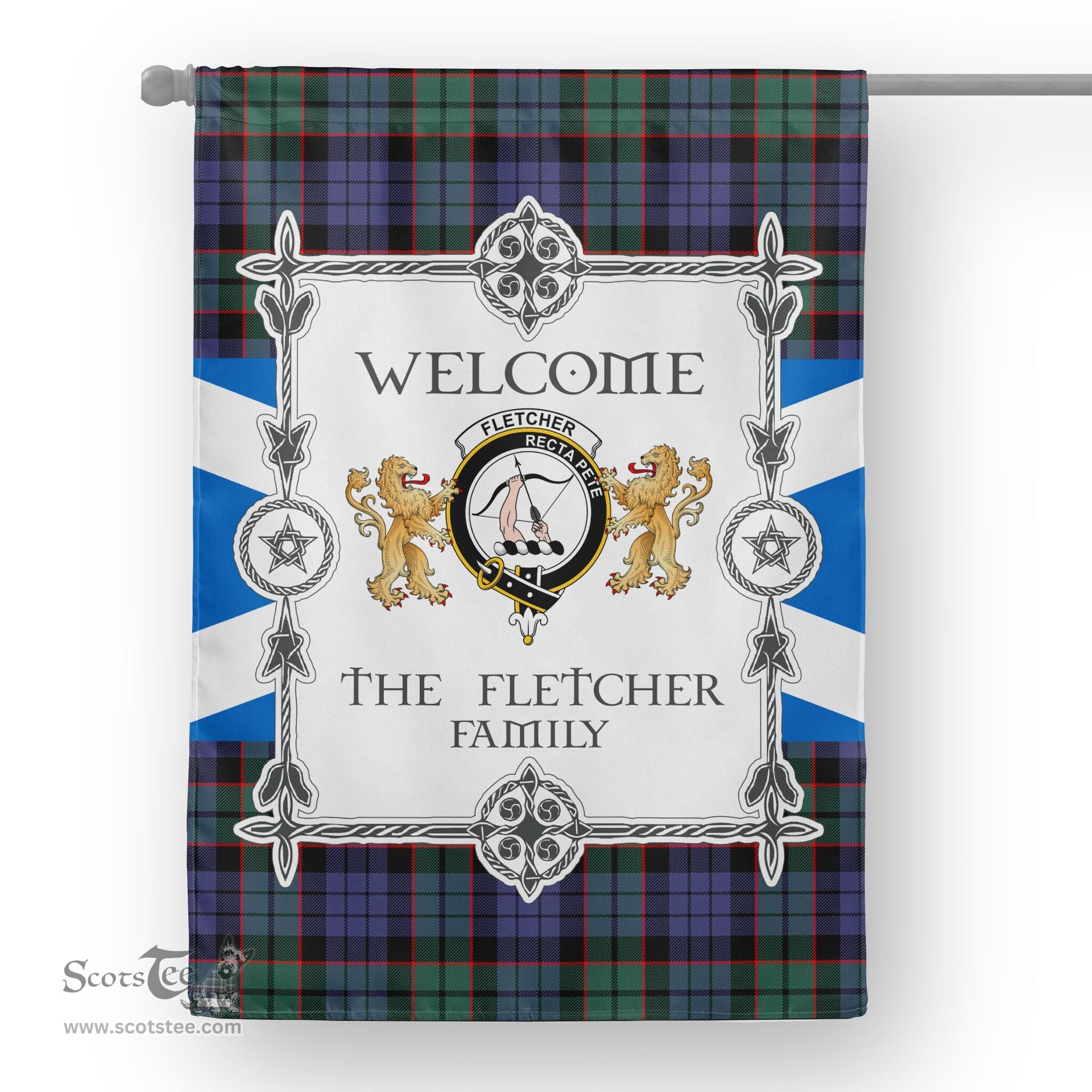 Fletcher Modern Tartan Garden Flag - Tartan Flag Clan Badge Scottish Tartan House Flag, tartan garden flag, Tartan Flag, Crest Garden Flag, Garden Flag, Ireland Garden Flag, Family Crest, Custom Flag, Custom Garden Flag, Ireland Custom Flag, clan tartan flags