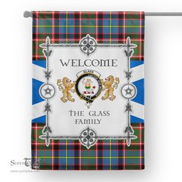 Glass Tartan Garden Flag - Tartan Flag Clan Badge Scottish Tartan House Flag, tartan garden flag, Tartan Flag, Crest Garden Flag, Garden Flag, Ireland Garden Flag, Family Crest, Custom Flag, Custom Garden Flag, Ireland Custom Flag, clan tartan flags