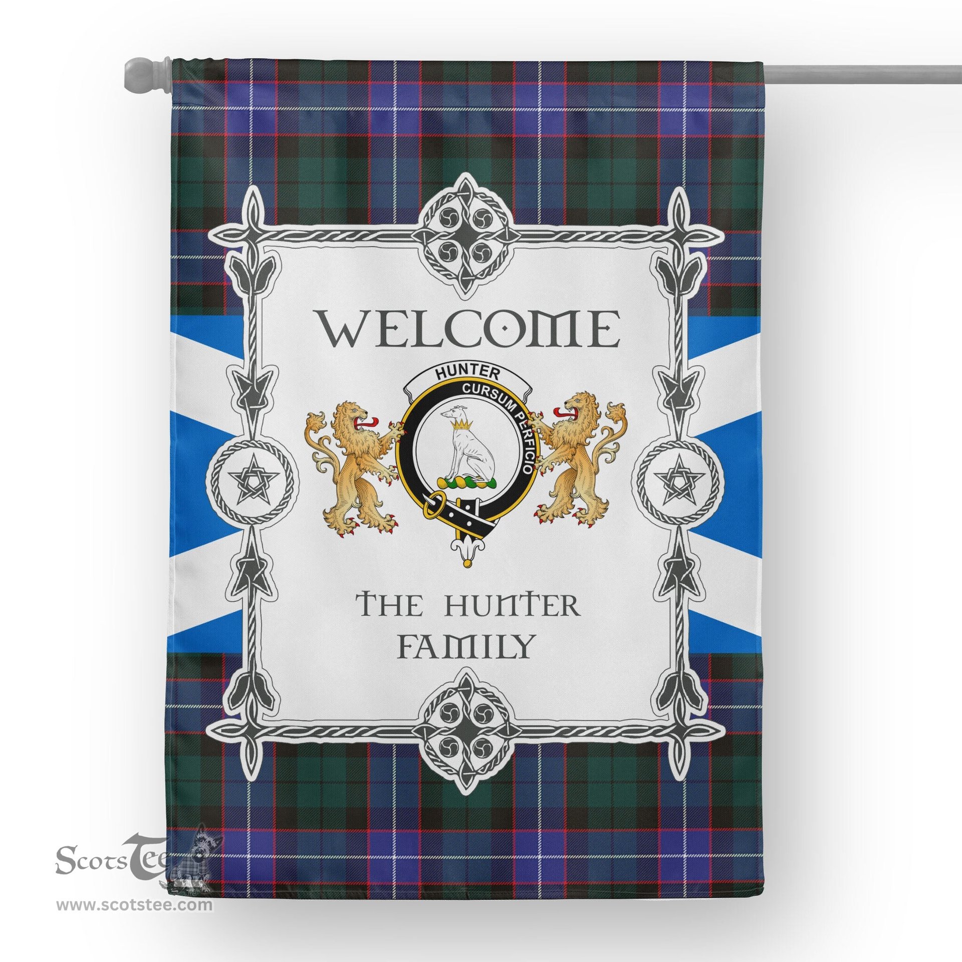 Hunter Modern Tartan Garden Flag - Tartan Flag Clan Badge Scottish Tartan House Flag, tartan garden flag, Tartan Flag, Crest Garden Flag, Garden Flag, Ireland Garden Flag, Family Crest, Custom Flag, Custom Garden Flag, Ireland Custom Flag, clan tartan flags