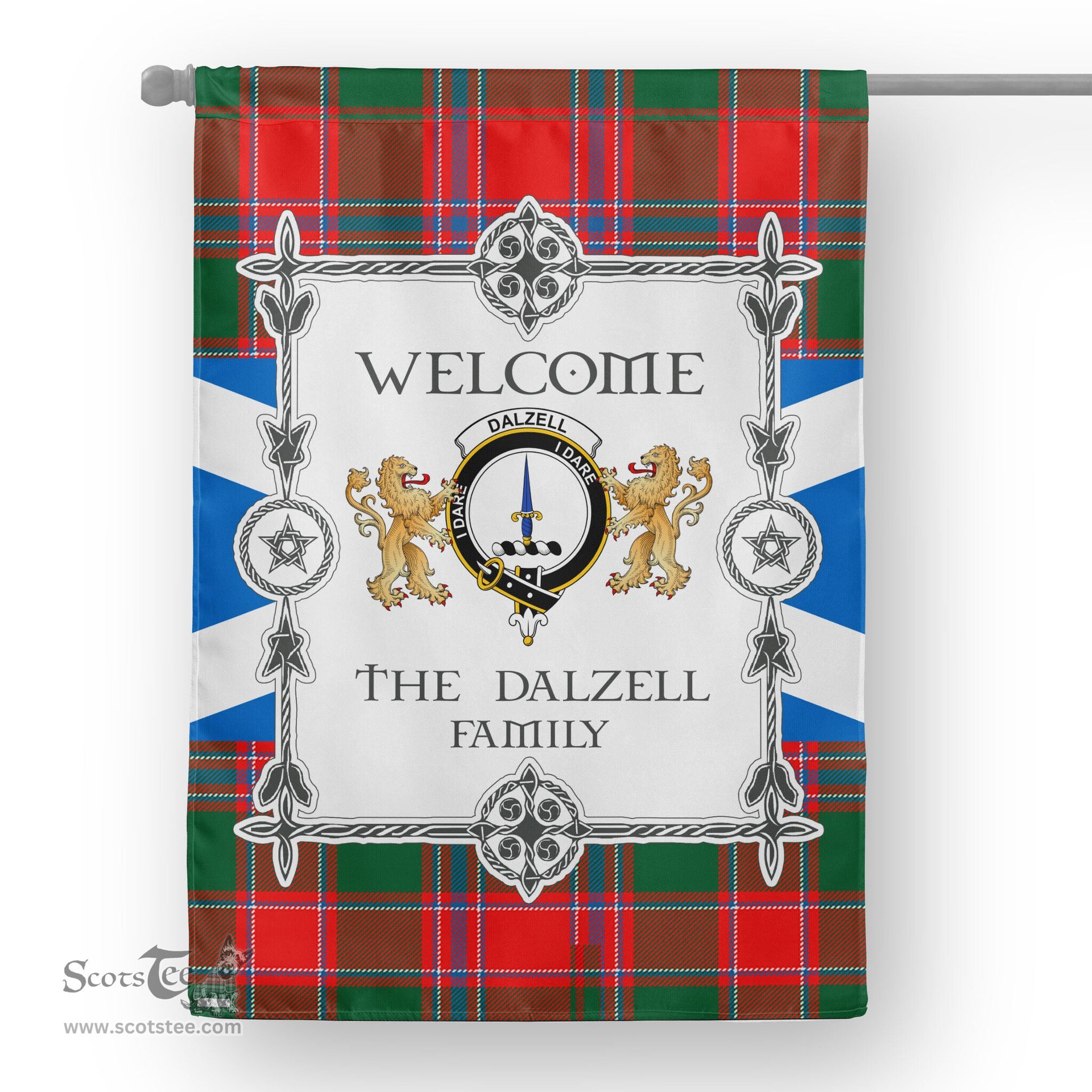 Scotstee Shop Dalzell Tartan Garden Flag - Tartan Flag Clan Badge Scottish Tartan House Flag, tartan garden flag, Tartan Flag, Crest Garden Flag, Garden Flag, Ireland Garden Flag, Family Crest, Custom Flag, Custom Garden Flag, Ireland Custom Flag, clan tartan flags